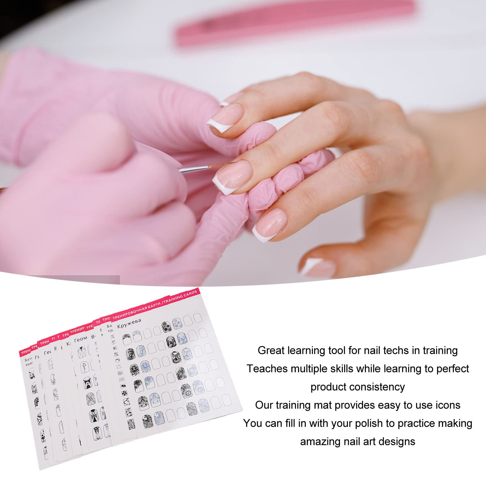 12 Washable Nail Art Practice Mats for Beginners - Reusable Nail Training Sheets with Multiple Designs - Perfect for Salon Practice, DIY Nail Art & Home Manicure Training