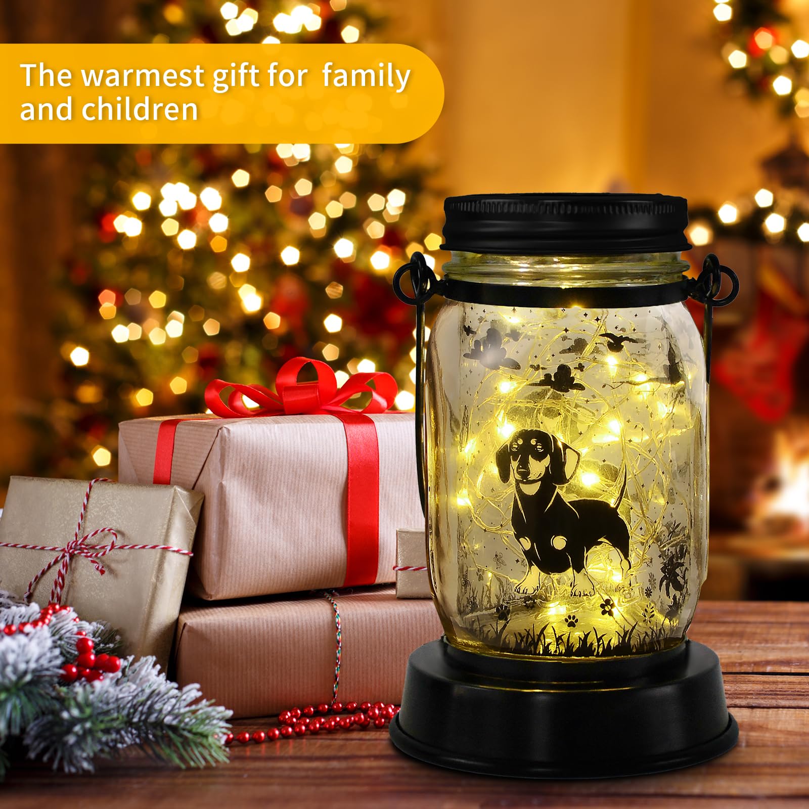 Solar Powered Waterproof Dachshund String Lights - Outdoor Hanging Lantern with Stake for Garden, Yard, Patio Decor - Perfect Gift for Dog Lovers, Mom, Grandma - Ideal for Birthday, Christmas, Wedding & Home Decoration