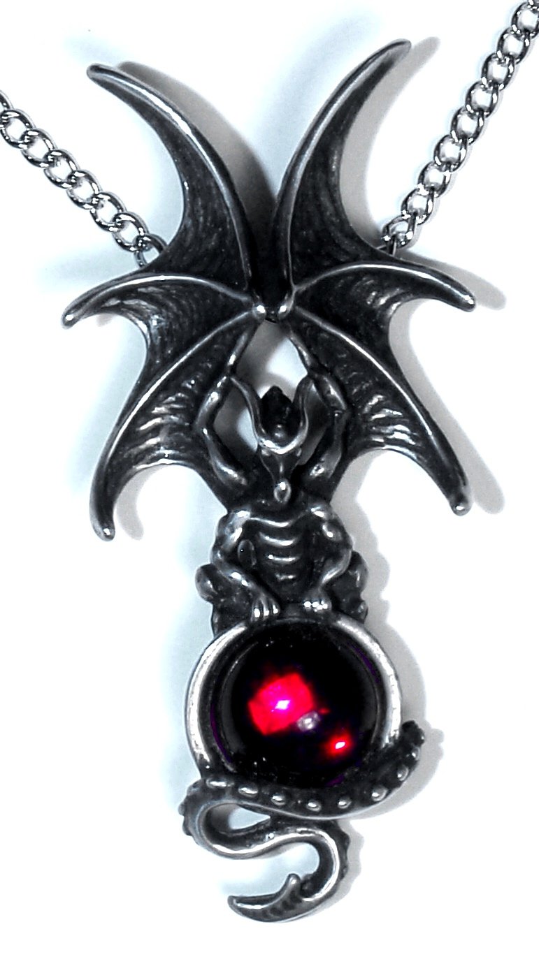 Majestic Dragon Pendant Necklace with Genuine Red Crystal - Perfect for Cosplay, Fantasy Costumes & Medieval Renaissance Faire Jewelry