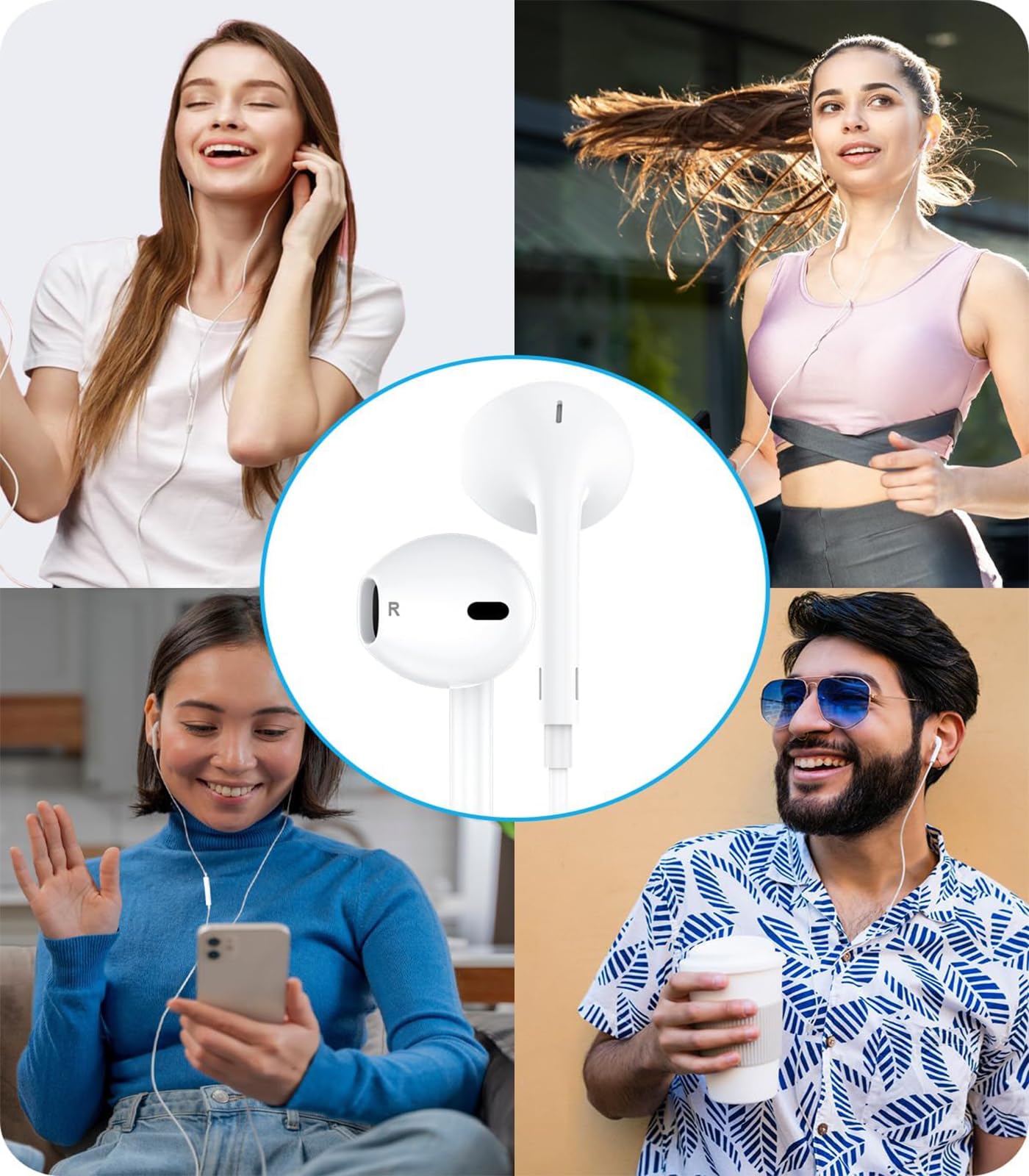 Premium Wired In-Ear Headphones with Volume Control & Microphone for iPhone - Noise Cancelling Earphones Compatible with iPhone 7/8/X/XS/XR/11/12/13/14 Pro & Plus Models - Perfect for Commuting, Gaming & Music Listening