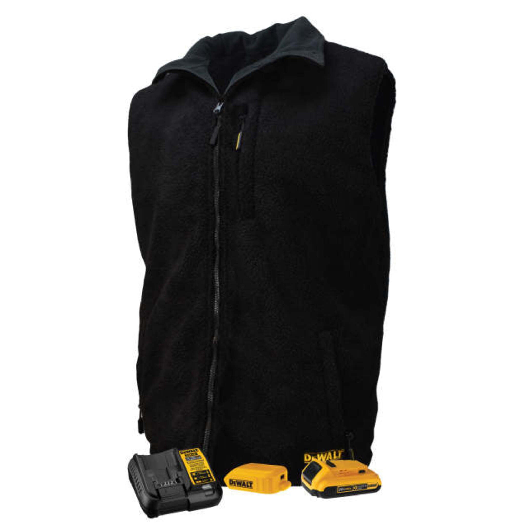 DEWALT® Men's Heated Reversible Fleece Vest with Battery - 3 Heat Zones, Windproof, Soft Microfleece & Sherpa Lining, 8 Pockets (Sizes S-3XL) | Winter Workwear for Construction & Outdoor Activities