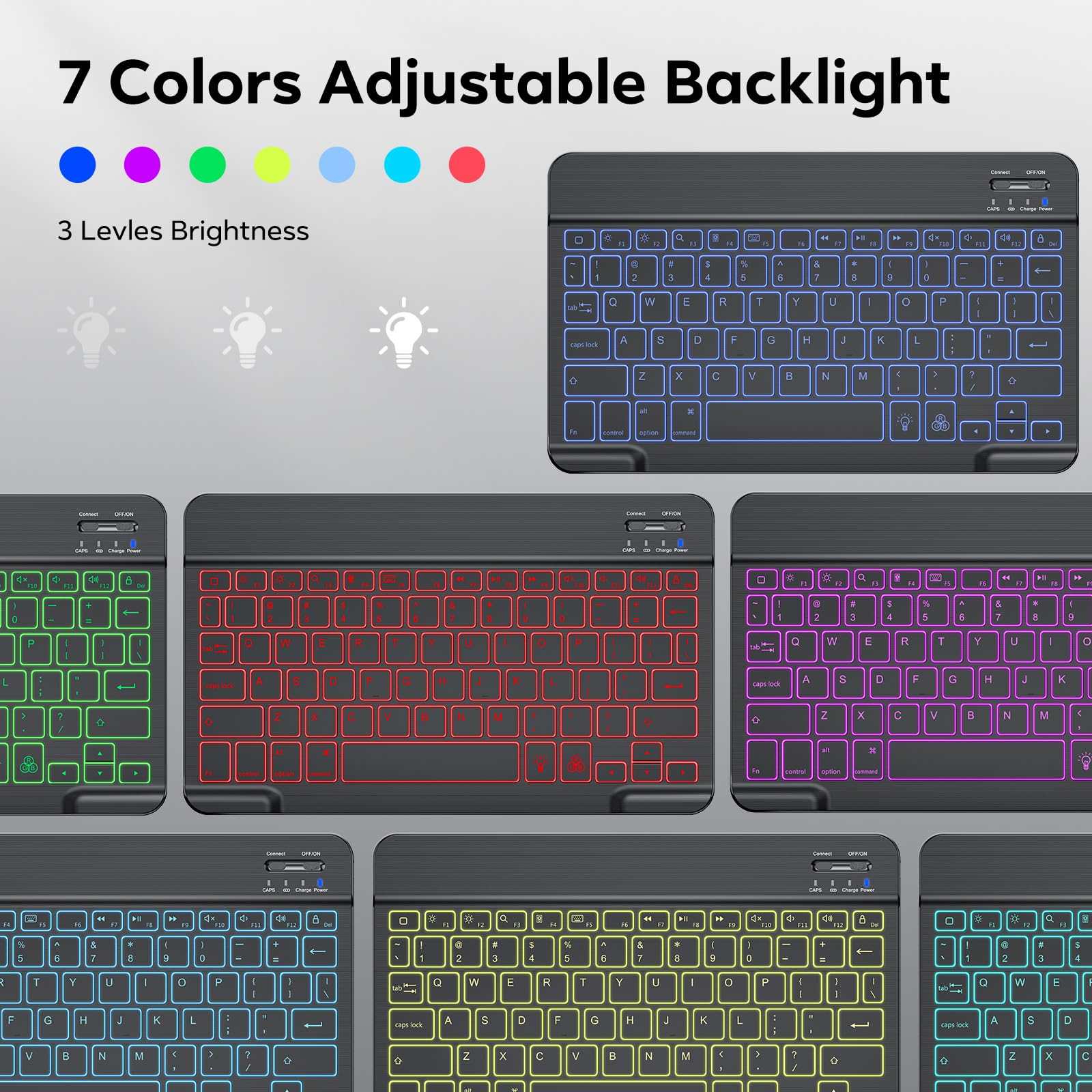 OMOTON Wireless Bluetooth Keyboard - Rechargeable Backlit LED Keyboard for iPad Pro, Air, Mini | Compatible with Apple iPad Tablets | Perfect for Home, Office & Travel Use (Black)