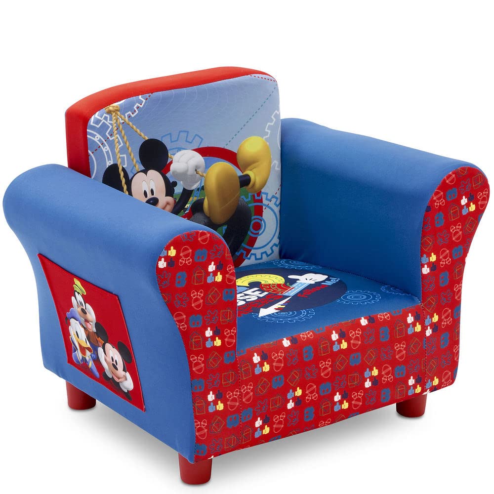 Delta Children Upholstered Chair with Disney Mickey Mouse Design - Kids Armchair for Bedroom, Playroom & Nursery - Soft Fabric Seat for Toddlers & Children (Ages 3+)