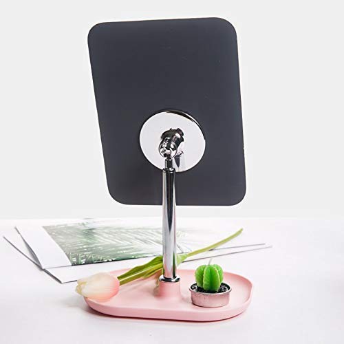 BIRMON Pink Metal Tabletop Vanity Mirror with Removable Handle - Frameless Rectangular Makeup Mirror for Dressing Table, Bathroom, and Bedroom