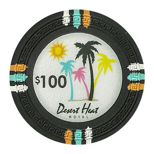 50 Desert Heat 14g Clay Poker Chips Set - Premium Casino Style Poker Chips for Texas Hold'em, Blackjack & Home Game Nights