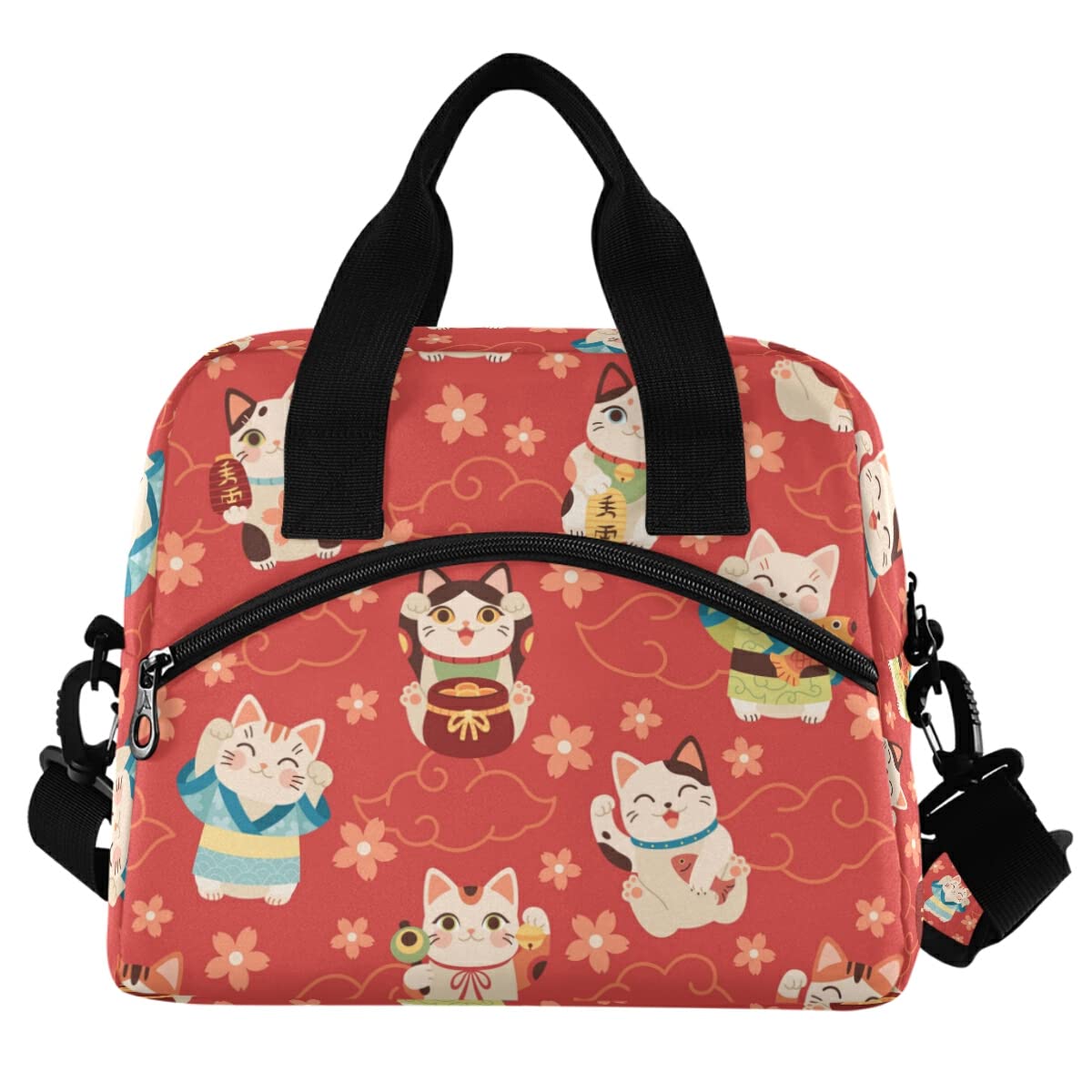 Japanese Maneki Cat Insulated Lunch Bag - Reusable Leakproof Cooler Tote for Women & Men, Perfect for Work, School, Office & Picnics - Ideal for Teens & Adults