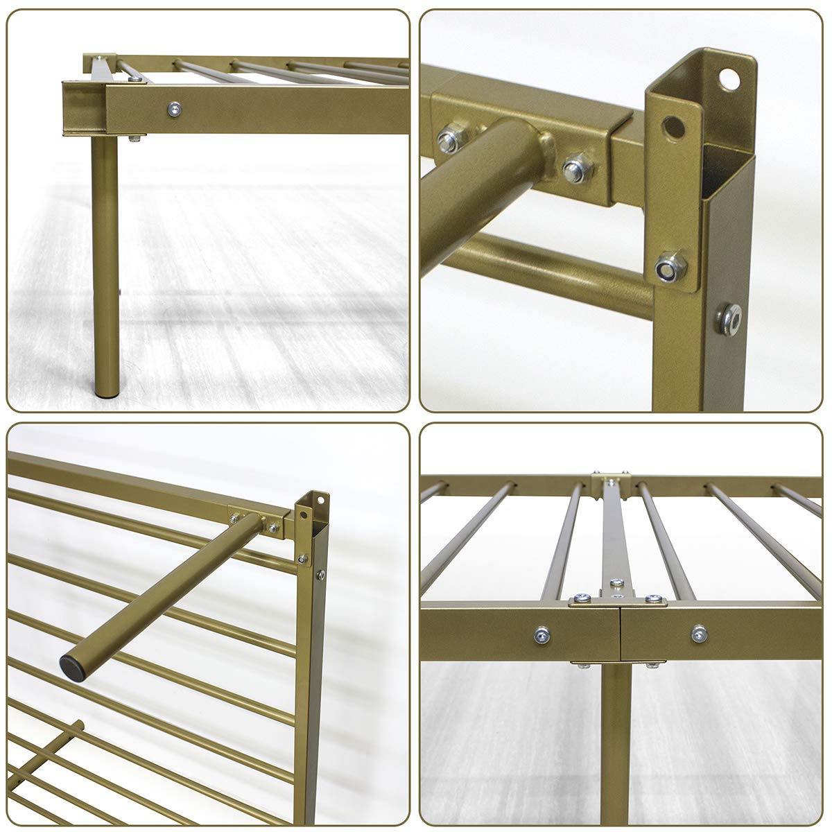 Weehom Twin Canopy Bed Frame with Headboard and Footboard - 4 Poster Metal Bed Frame for Kids & Adults - No Box Spring Needed - Gold Mattress Foundation Platform Bed - Perfect for Bedrooms, Guest Rooms & Kids' Rooms