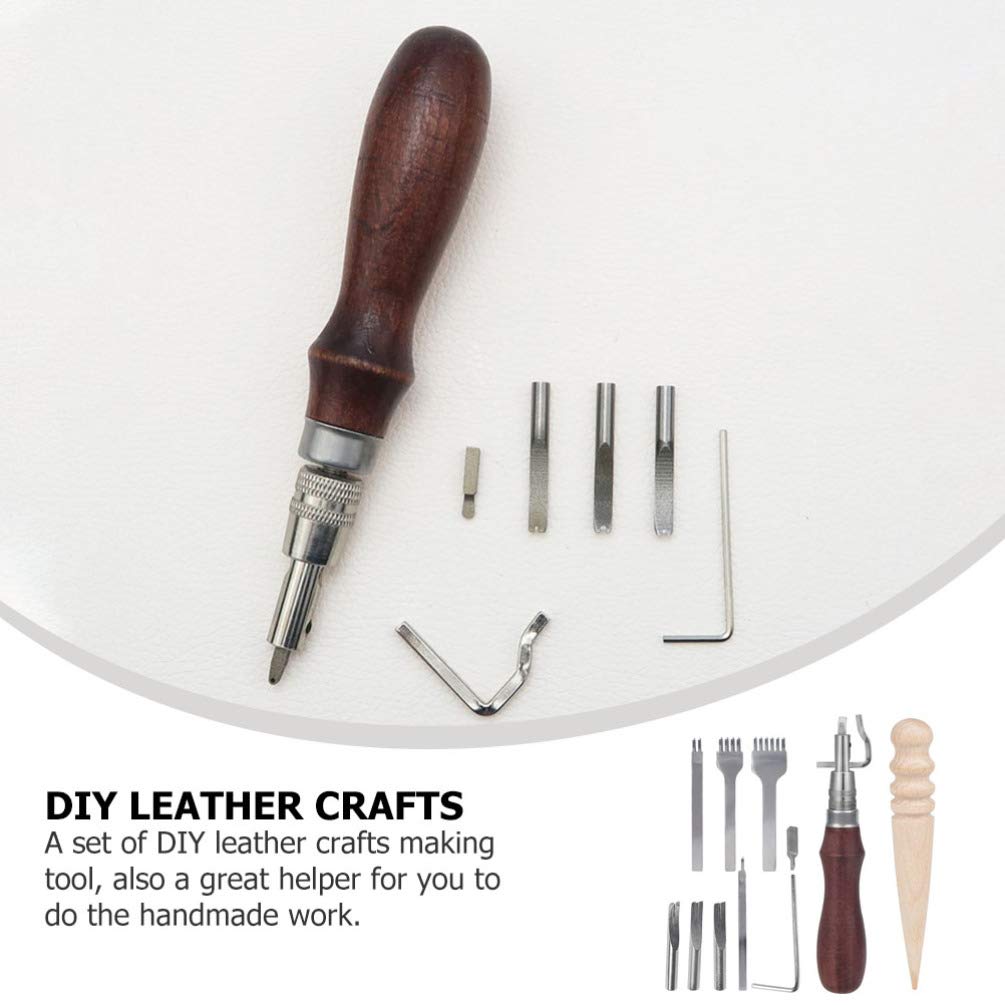 EXCEART Leather Hand Sewing Tool Kit - 36-Piece Hand Stitching Tools Set with Punch Needles, Origami Paper & Wooden Accessories for DIY Crafts, Leather Repair, Bookbinding & Scrapbooking Projects