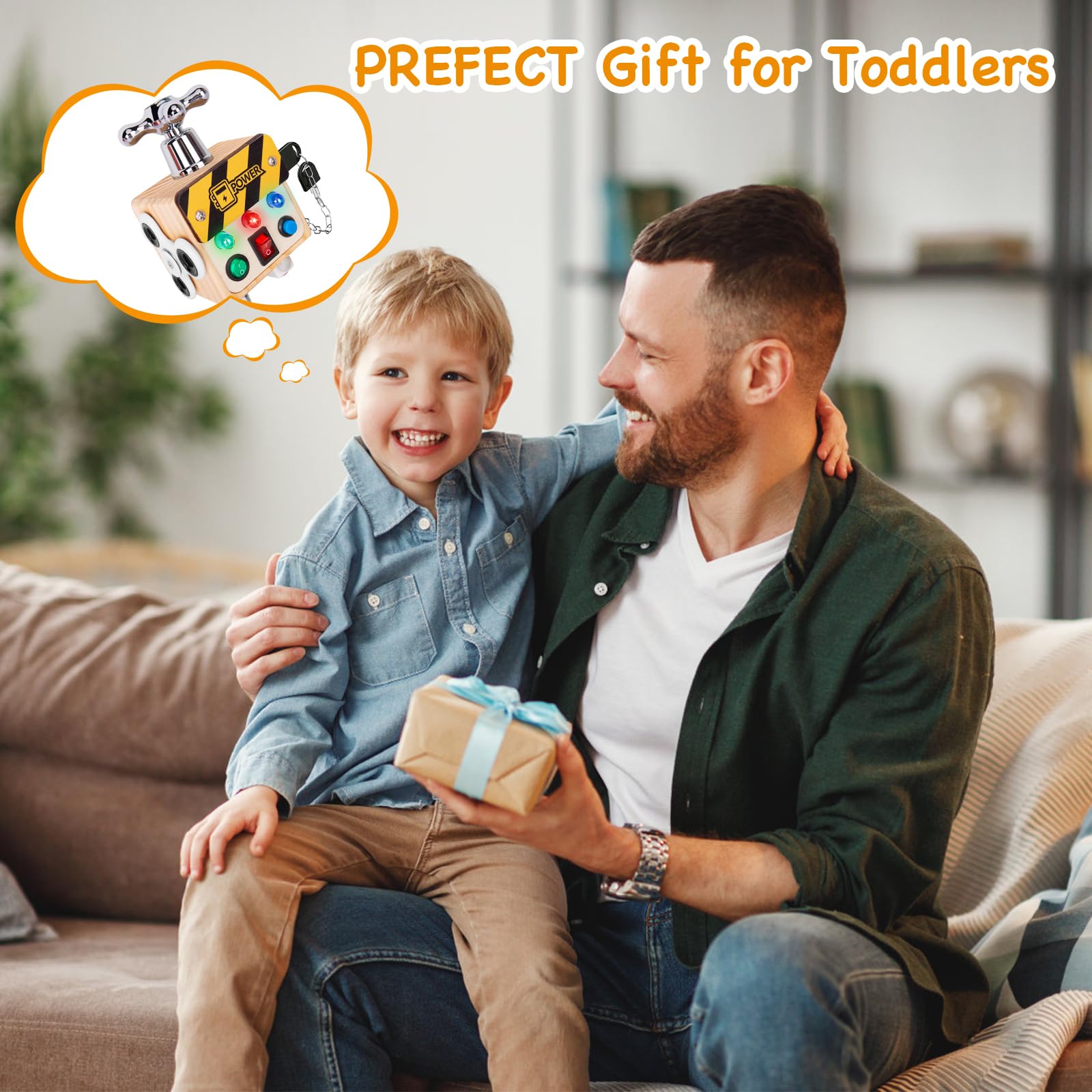 Best Montessori Wooden LED Busy Cube - Sensory Learning Toy for Toddlers 1-3 Years Old | Travel-Friendly Educational Gift for Boys & Girls | Perfect for Preschool Activities, Birthday Presents & Airplane Travel
