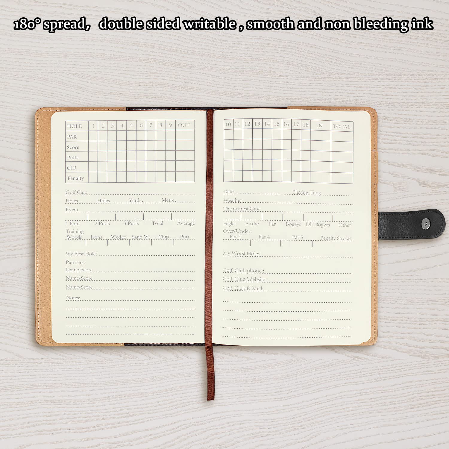 Premium Leather Golf Scorecard Book - 8.6