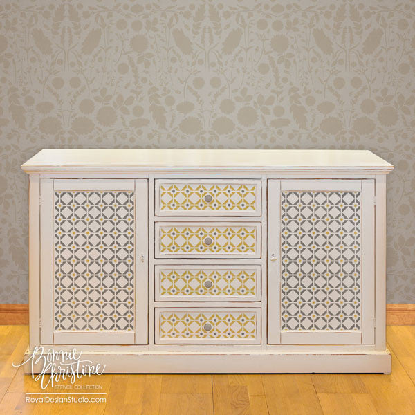 Diamonds & Dots Furniture Stencil - Reusable DIY Painting Template for Wood, Walls & Fabric - Perfect for Home Decor, Crafts & Furniture Upcycling Projects