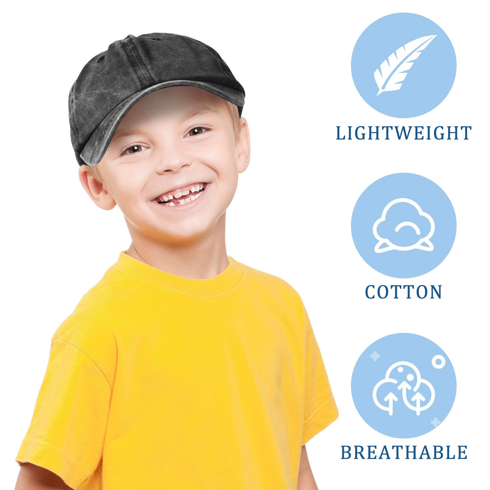 4-Pack Distressed Wash Kids Baseball Hats - Adjustable Toddler Trucker Caps for Boys & Girls - Perfect for Summer Outdoor Play, Sports & Casual Wear