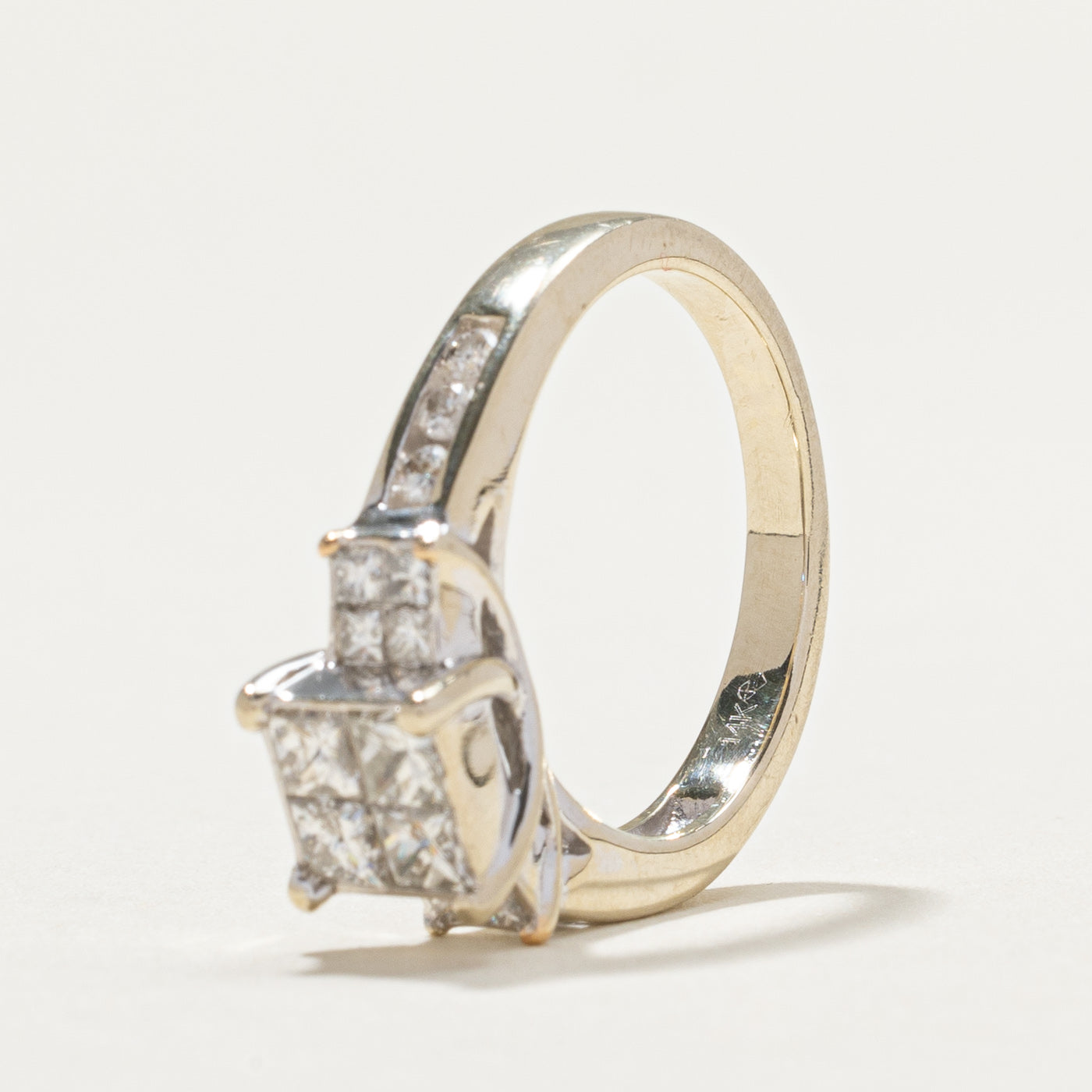 14K Illusion Set Princess Cut Diamond Ring - 0.56ctw & 0.54ctw | Size 5.75 | Elegant Engagement & Wedding Ring for Women | Perfect for Proposals, Anniversaries & Special Occasions