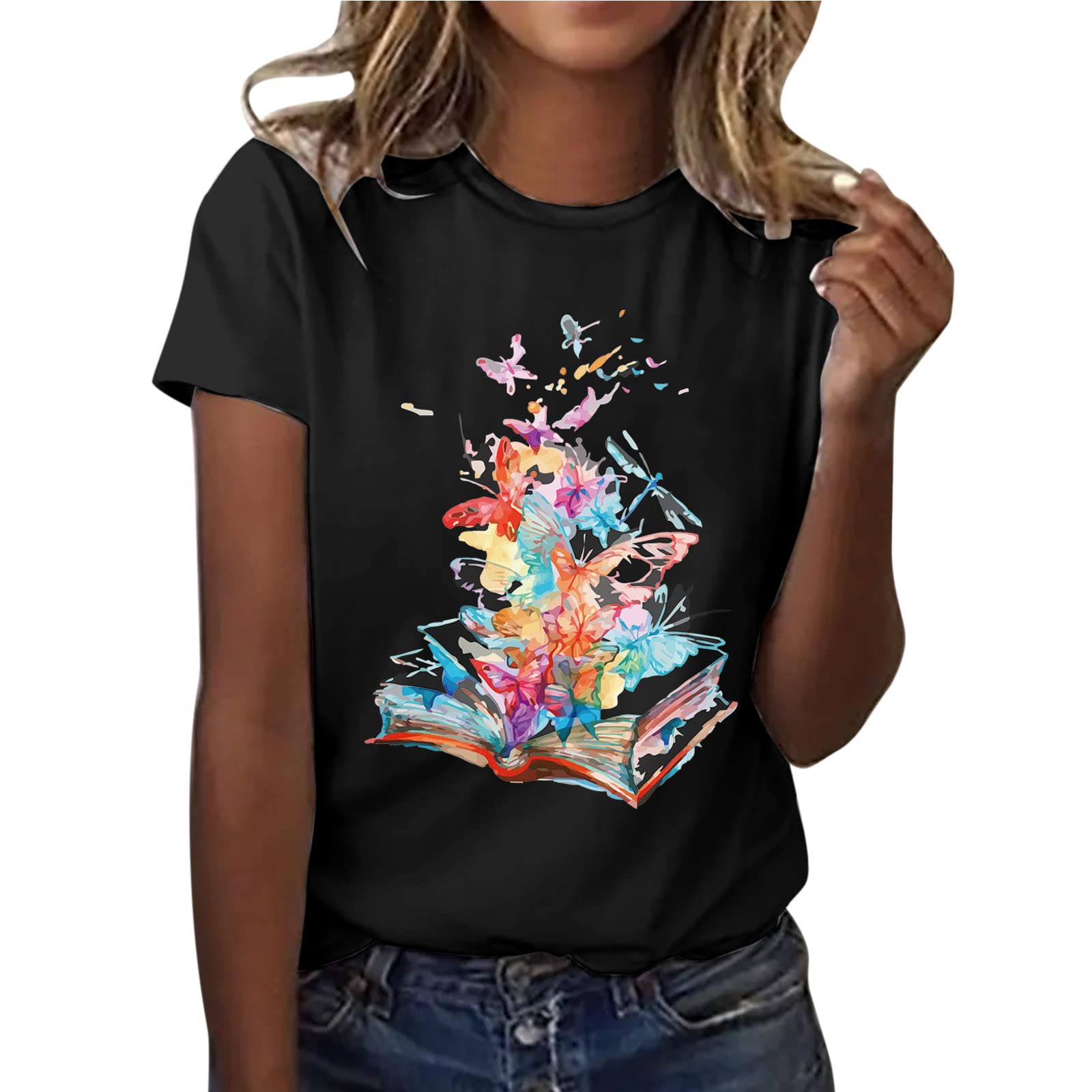 BEUU Women's Casual Print Short Sleeve T-Shirt - Summer Comfort for Outings