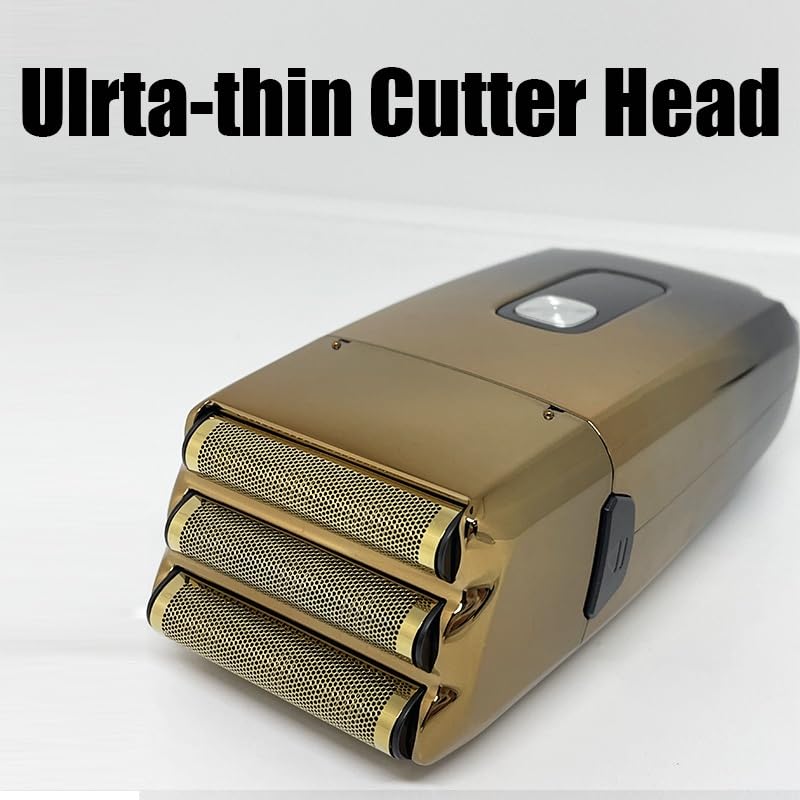 Premium Rechargeable Electric Razor for Men - 3-Blade Wet/Dry Shaver with Powerful Motor for Beard & Head Shaving - Golden Box (Ideal for Travel, Gym & Daily Grooming)