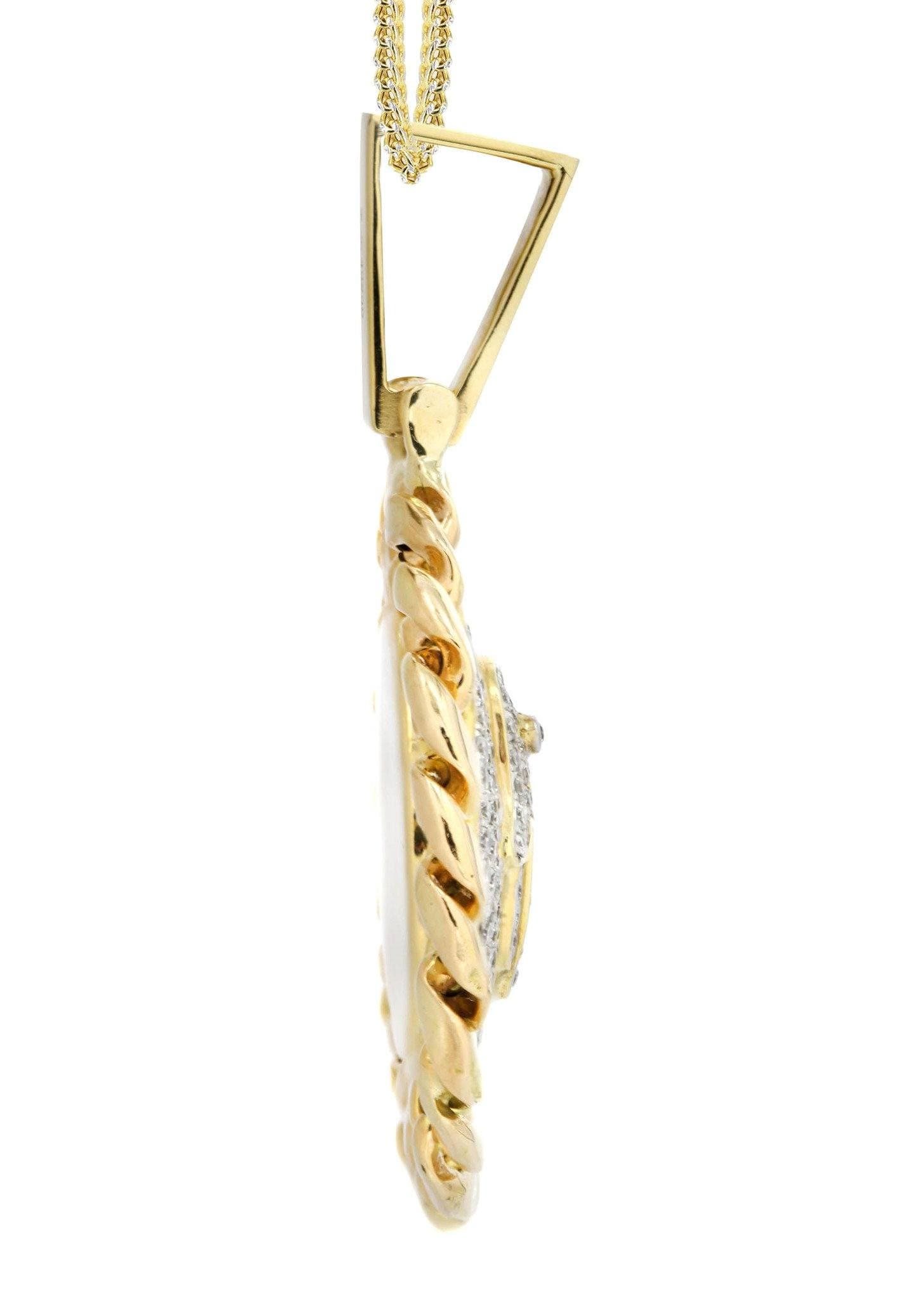 14K Yellow Gold Hamsa Diamond Pendant Necklace for Women | 0.7 Carat Round Cut Diamond Charm | Elegant Jewelry Gift for Birthday, Anniversary & Special Occasions