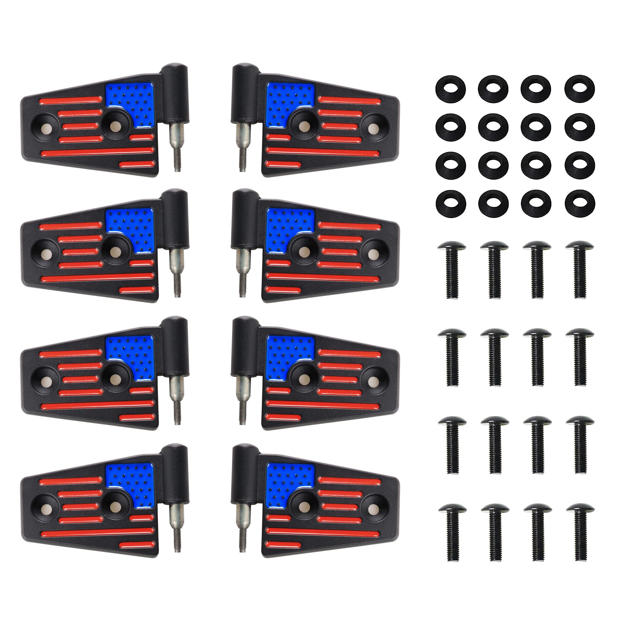 **Jeep Wrangler JK JKU Door Hinge Replacement Kit (2007-2018) - OEM Style Aluminum Hinges for Rubicon, Sahara & Sport Models - 8-Piece Black Set - Perfect for Off-Roading & Daily Driving**