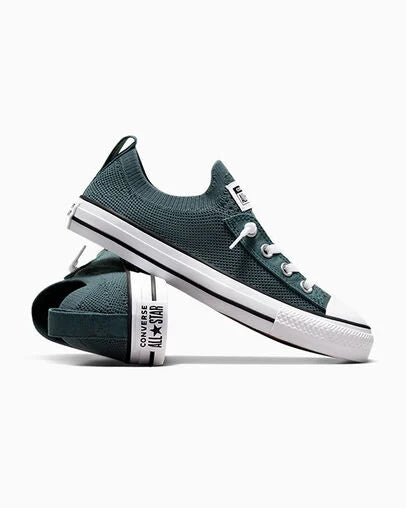 Converse Women's Shoreline Slip-On Sneakers - Green & White Casual Shoes for Walking, Errands & Everyday Comfort