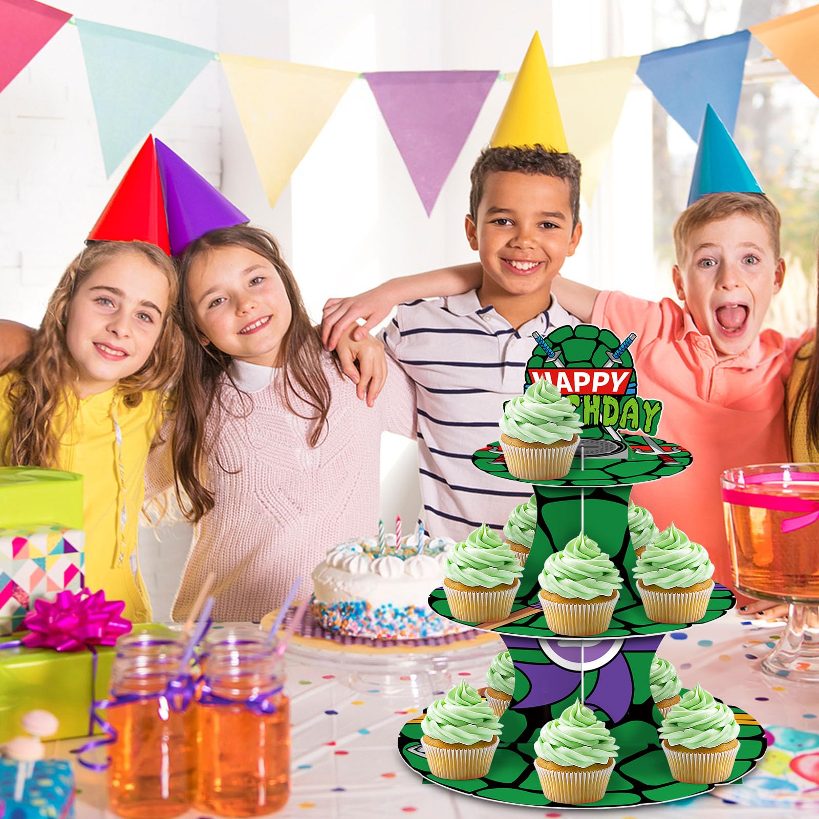 3 Tier Turtle Cupcake Stand - Frozen Themed Birthday Party Supplies, Cake Table Decoration & Cupcake Holder for Kids Birthday, Baby Shower, Wedding Dessert Display - Perfect for Frozen Themed Parties, Baby Showers & Wedding Receptions