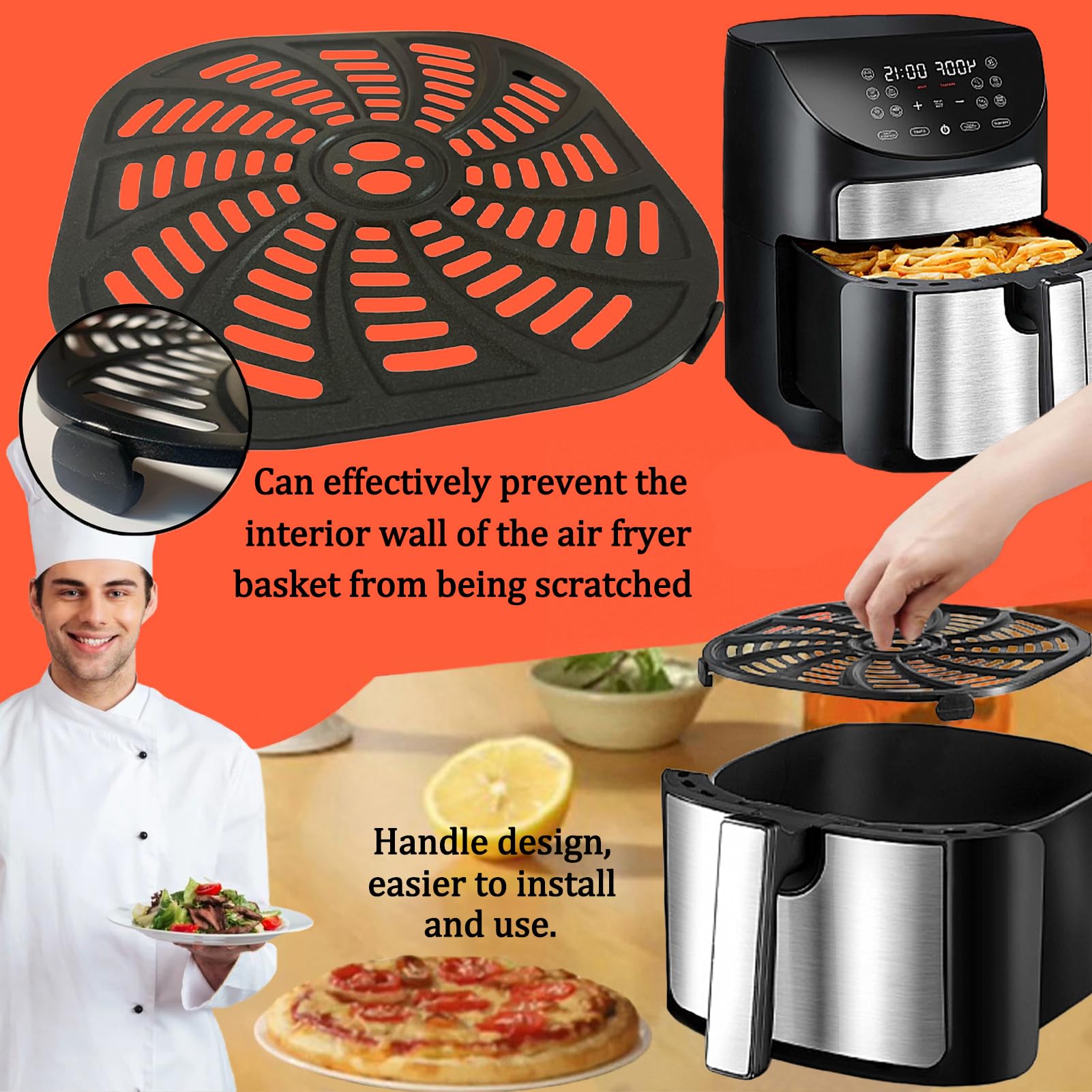 Upgraded 7QT Square Air Fryer Rack for Gourmia GAF798 - Nonstick Crisper Plate & Grill Pan Insert, Dishwasher Safe Grid Shelf - Perfect for Healthy Cooking, Crispy Fries, Chicken Wings & Vegetables