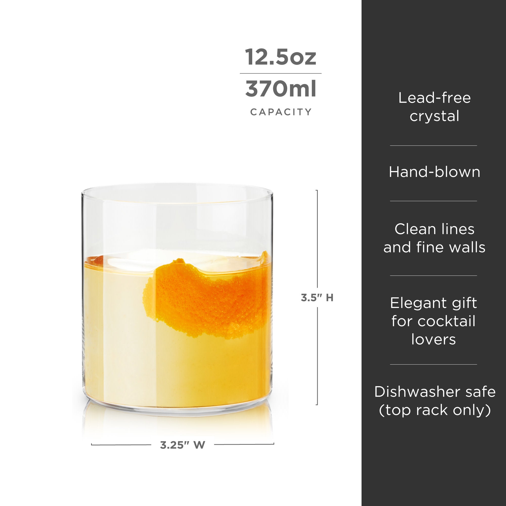 Raye Element Crystal Glass Tumblers Set of 2 - Elegant Drinking Cups for Wine, Cocktails & Iced Coffee - Perfect for Home Bar, Dinner Parties & Gifts
