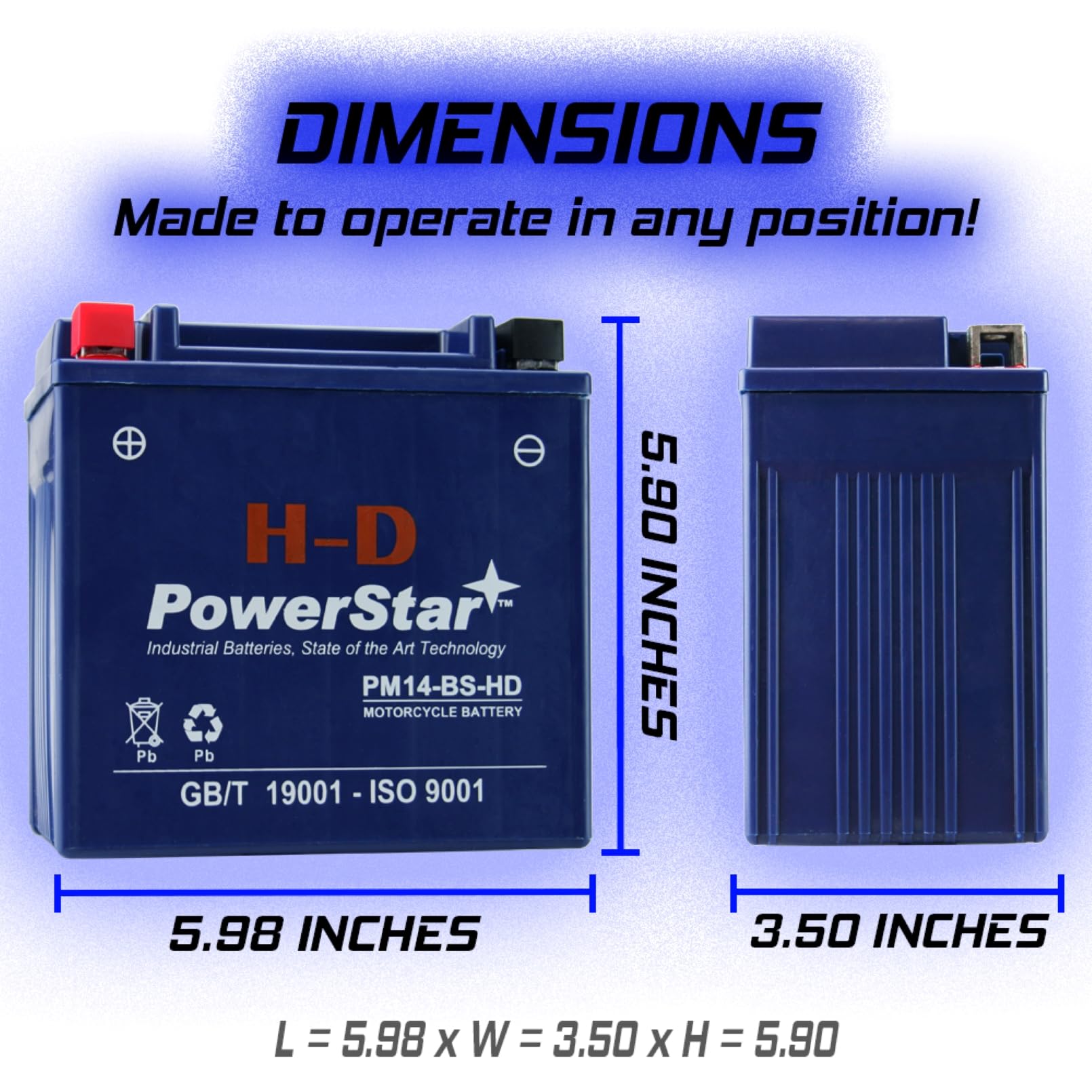 PowerStar YTX14-BS Motorcycle Battery Replacement for Buell XB12Ss Lightning Long - High Performance AGM Battery for Street Bikes, Cruisers & Powersports (Perfect for Daily Commuting & Long Rides)