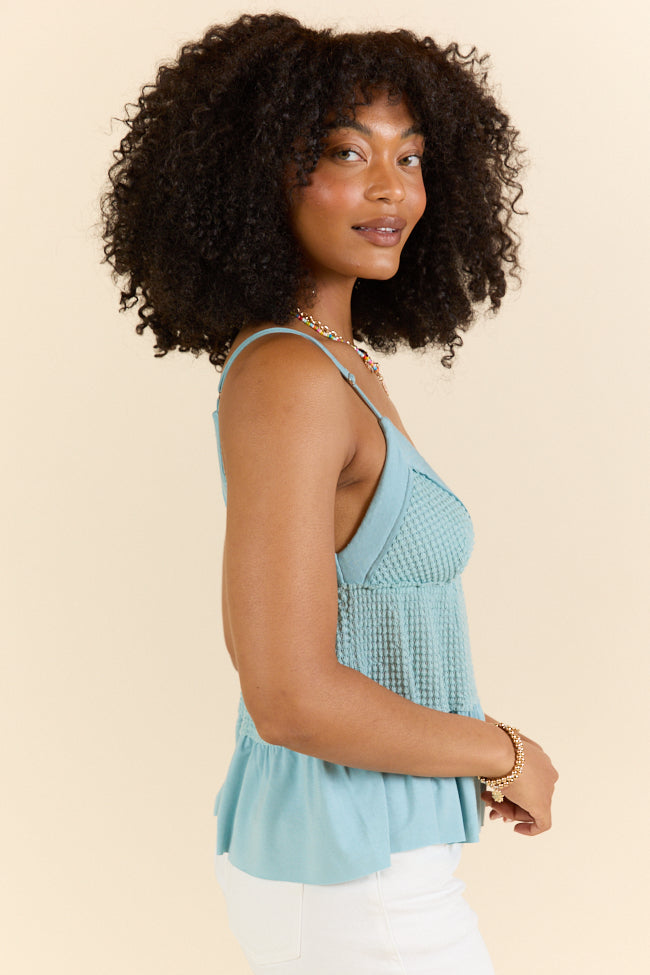 Plain And Simple Blue Knit Tank Top for Women - Lightweight Summer Casual Wear - Perfect for Beach, Gym, and Everyday Outfits