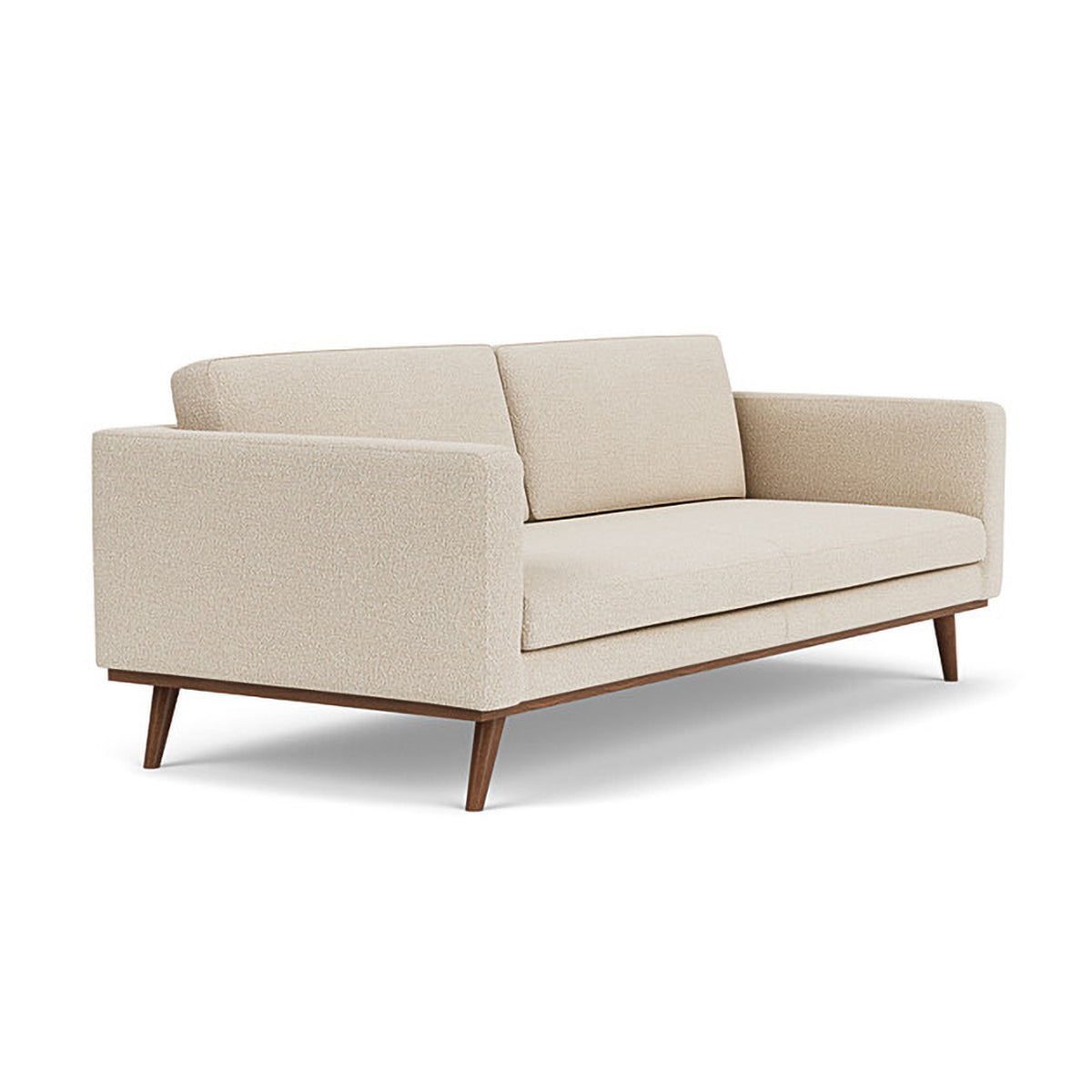 Johan Boucle 3 Seater Sofa - Modern Upholstered Fabric Couch for Living Room, Lounge & Apartment - Comfortable Mid-Century Style Sectional Sofa with Soft Boucle Fabric