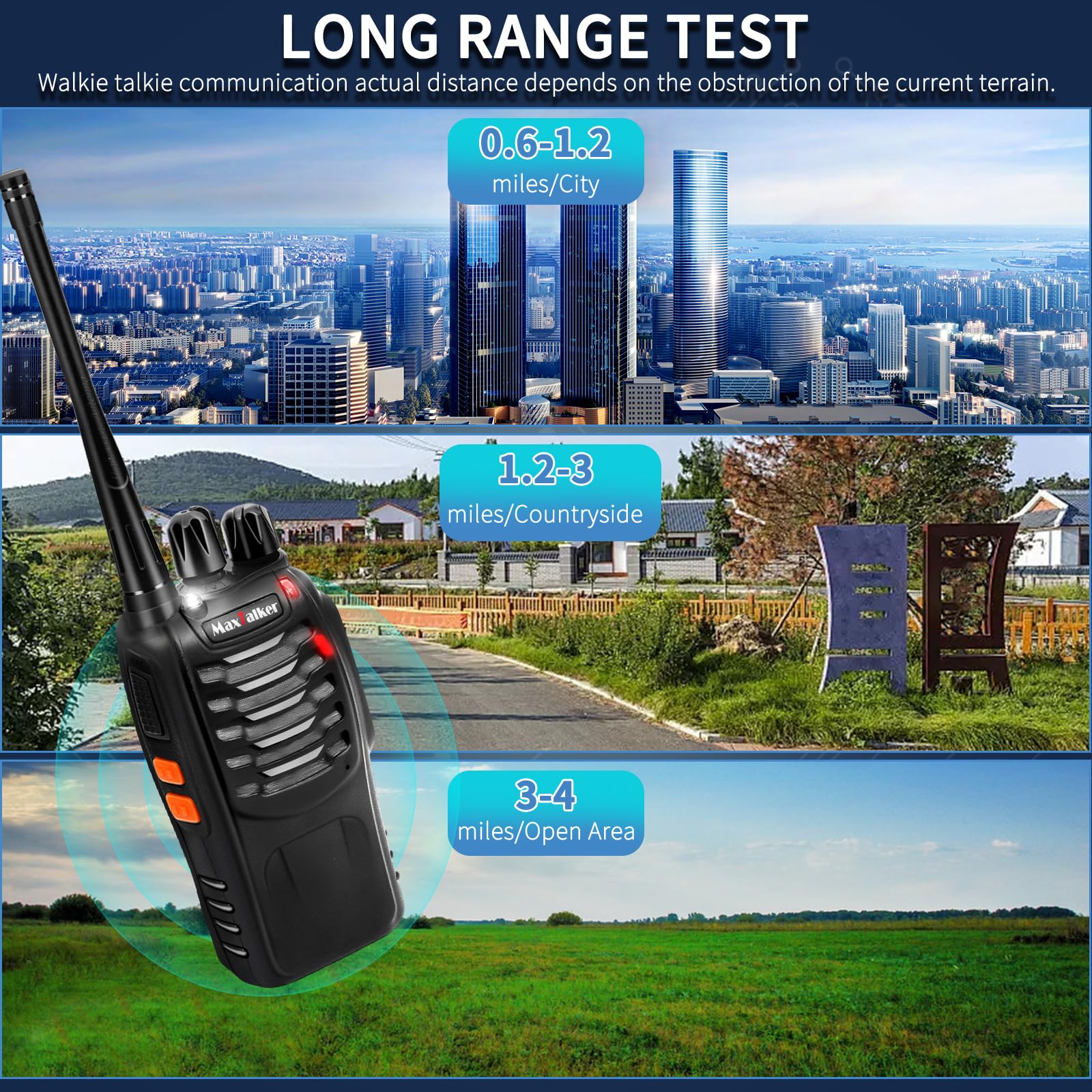 MT-8S Long Range Walkie Talkies for Adults - Rechargeable 2-Way Radios with VOX, Flashlight & 1500mAh Li-ion Battery (2 Pack) - Perfect for Hiking, Camping, Construction Sites and Outdoor Adventures