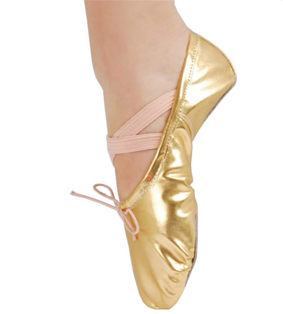 MissFiona Women's PU Leather Ballet Slippers - Split Sole Dance Shoes for Ballet, Belly Dance & Training - Comfortable Flat Dance Shoes for Adults (Perfect for Studio Practice, Performances & Dance Classes)