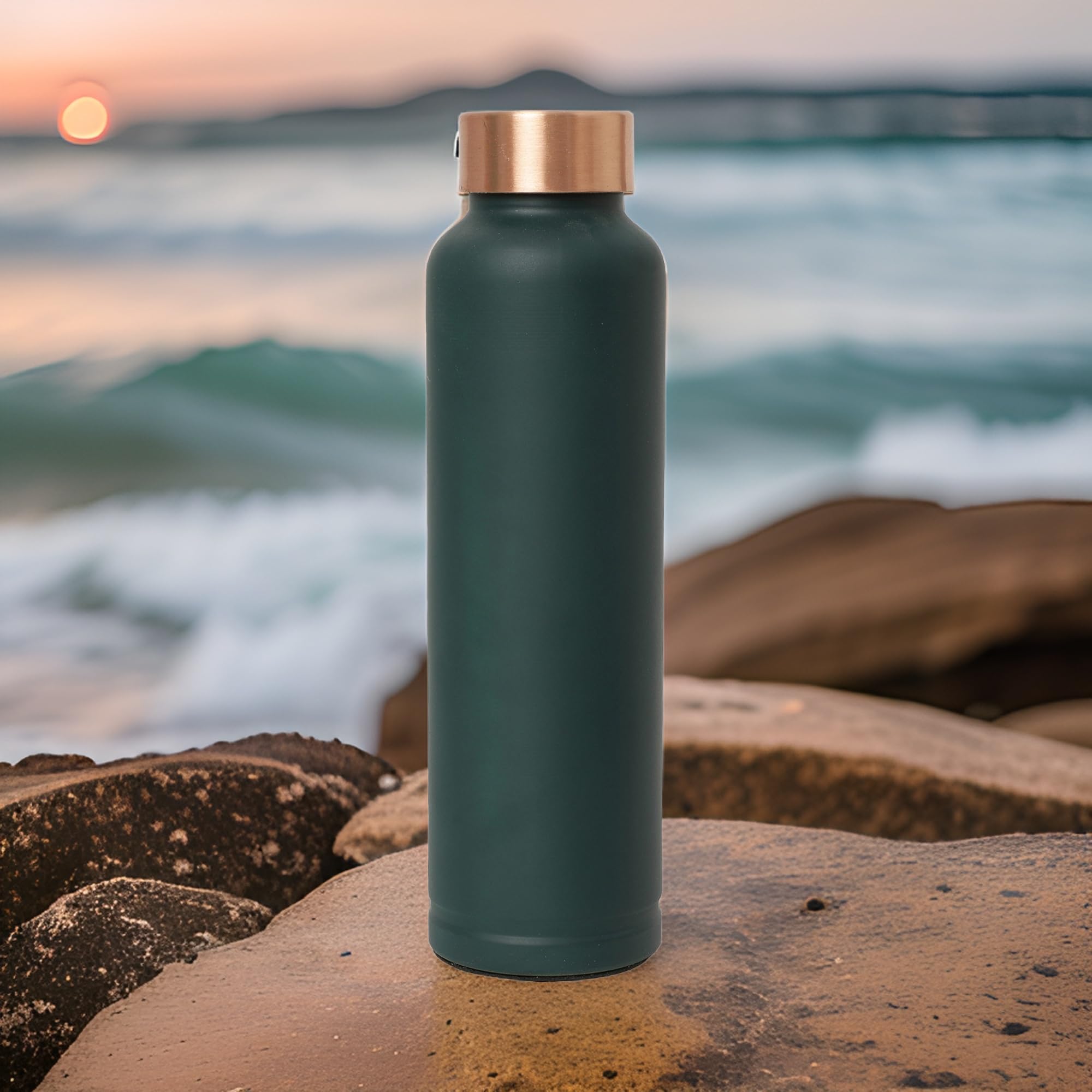Premium Copper Water Bottle - Eco-Friendly & Stylish for Daily Hydration | Happy Anniversary Gift in Elegant Printed Black Box (Green) | Perfect for Travel, Gym & Office Use