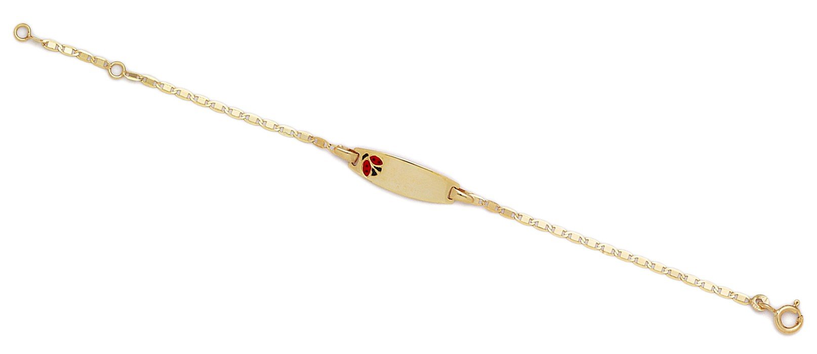 14K Yellow Gold Ladybug Enamel Baby ID Bracelet - 5.75 Inch Adjustable Charm Bracelet for Women & Girls | Perfect Gift for Newborns, Christening, Baby Shower & Mother's Day