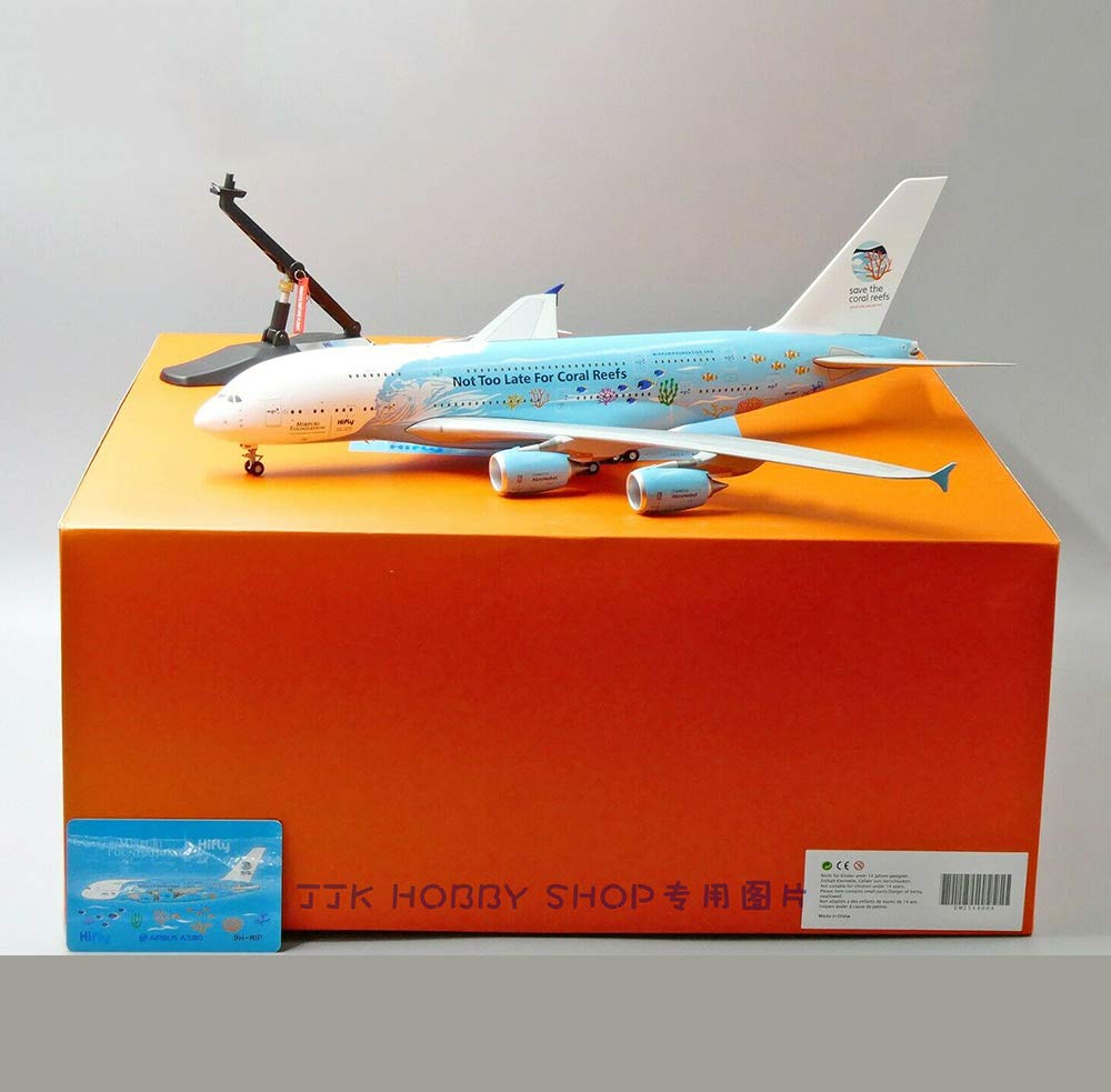 1/200 Scale CMO Airbus A380-800 Portugal HiFly Airlines Metal Die-Cast Model Plane - 14.3x15.7 Inch Collectible Aircraft for Aviation Enthusiasts, Home Office Decor & Unique Gifts for Pilots