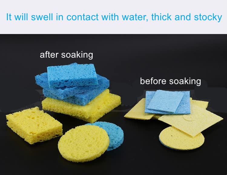Fielect 20Pcs Soldering Sponge 60x40x11mm - High-Quality Soldering Iron Tip Cleaning Sponge for Electronics Repair, Yellow Rectangle Solder Tip Clean Pads - Perfect for DIY Projects and Professional Use