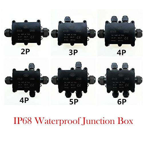 **SENRISE IP68 Waterproof Electrical Junction Box - Outdoor Lighting & Weatherproof Connector for Garden, Patio & Marine Use - Black**