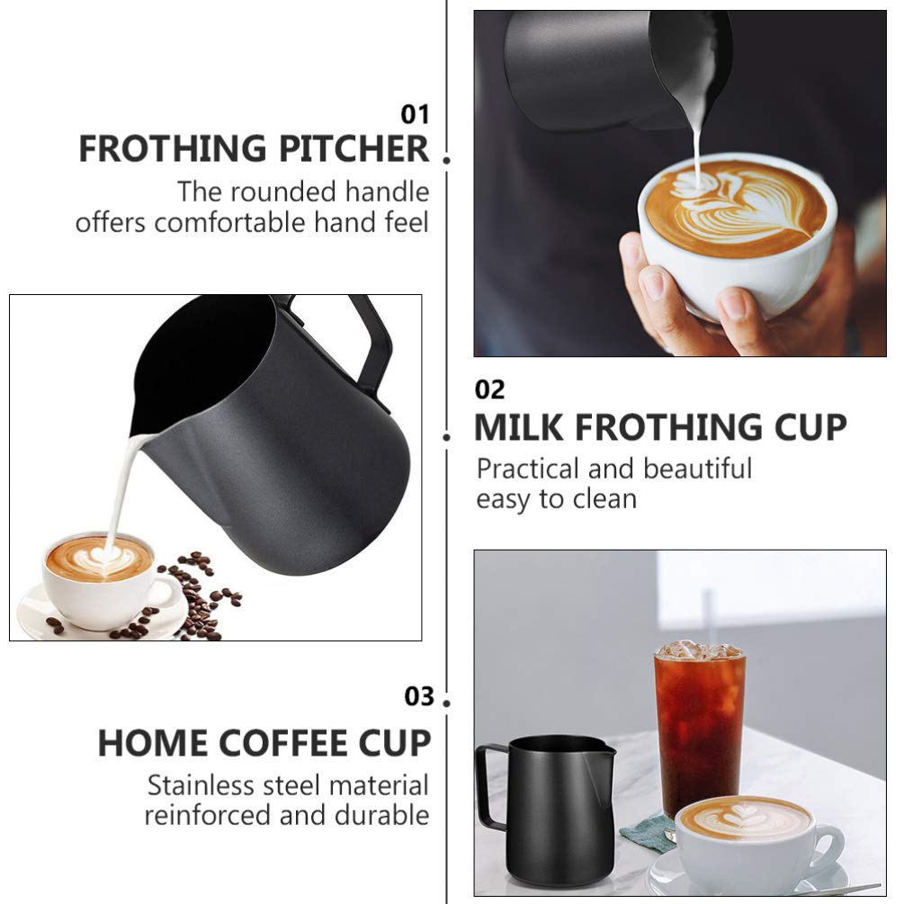 DOITOOL 12oz Stainless Steel Milk Frothing Pitcher - 350ML Barista Coffee Frother Cup for Latte Art, Cappuccino & Hot Chocolate with Art Pen - Perfect for Home Coffee Makers & Professional Baristas