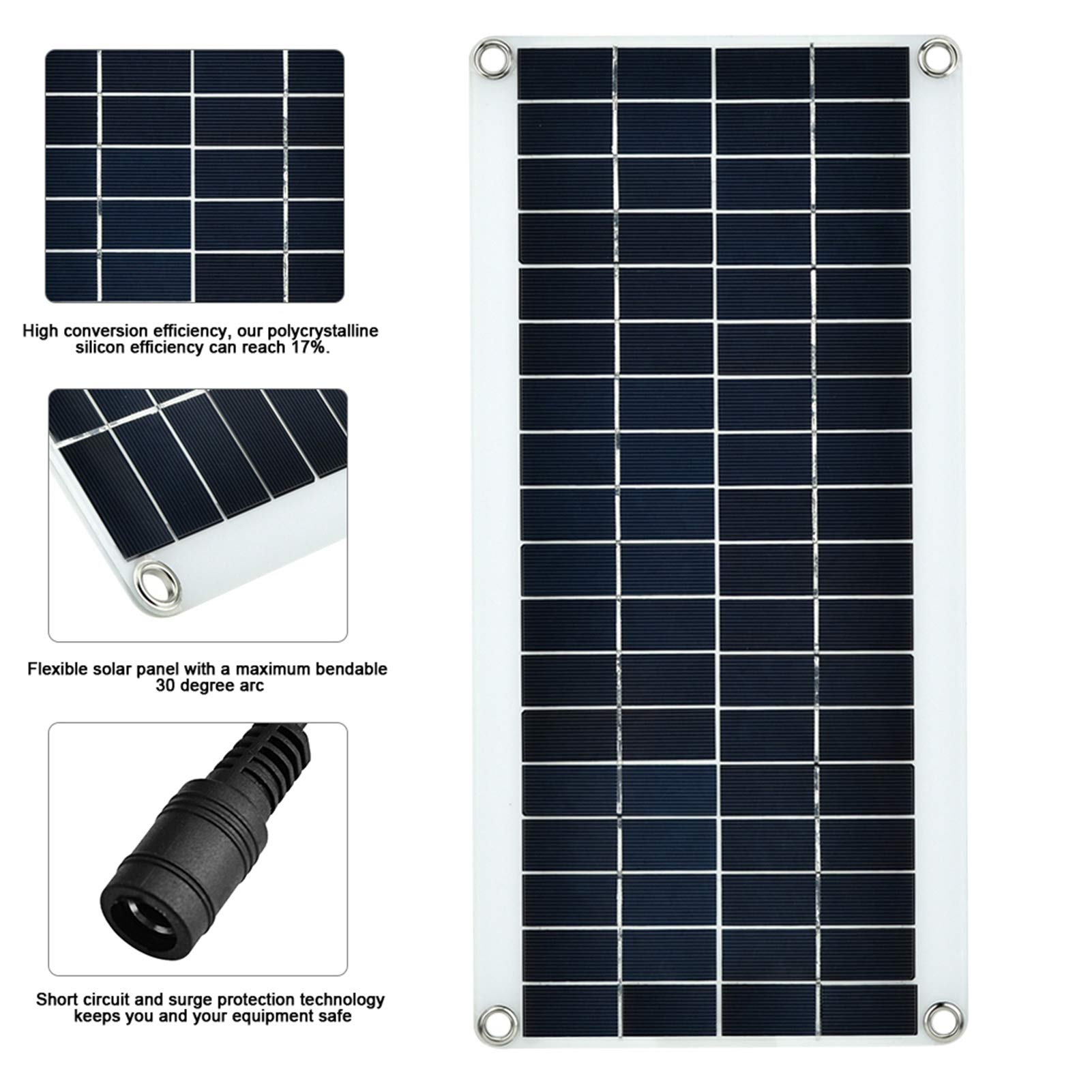 EXCLUZO 8W Flexible Solar Panel with Controller for Cars, Industrial Warehouses, Office Buildings & Outdoor Use - Portable Solar Charger for Camping, RV, Boats & Emergency Power Backup