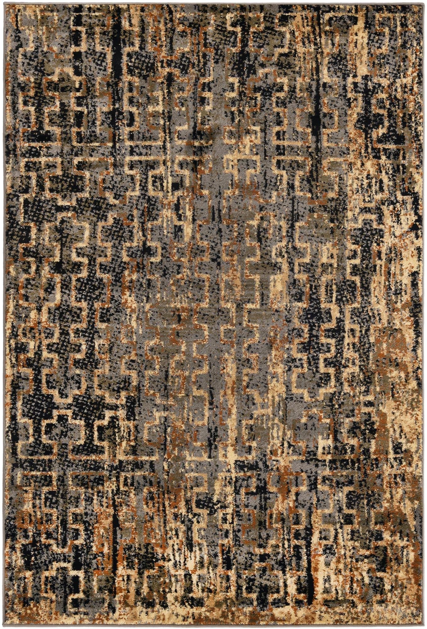 Unique Loom Saturn Collection Area Rug - Aura Blue/Black 4' x 6' Rectangle Soft Non-Slip Living Room Rug for Bedroom, Office & Home Decor