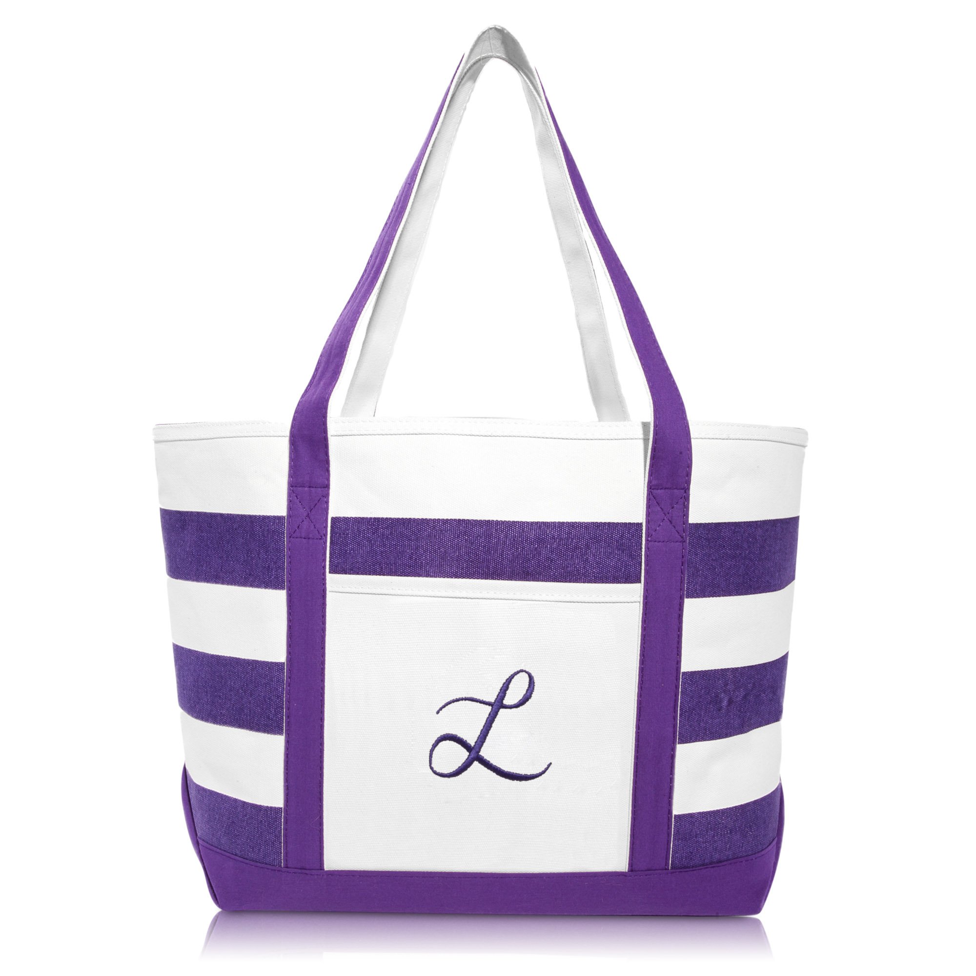 Personalized Monogrammed Beach Bag for Women - Custom Purple Tote with A-Z Letters | Perfect for Summer Travel, Poolside & Beach Vacations