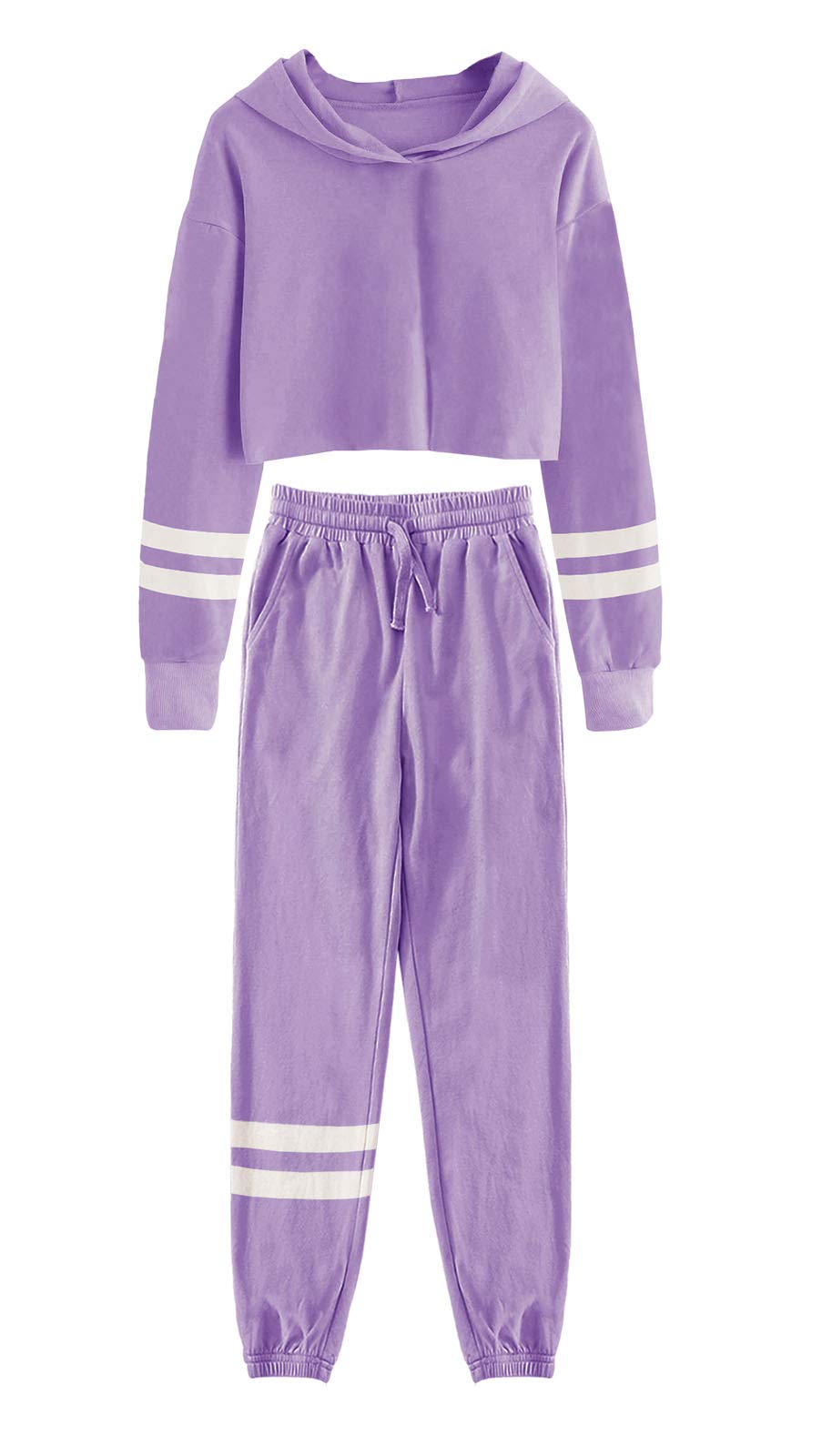 Girls' Athletic Sweatsuits Set - Trendy Crop Top Hoodie & Sweatpants Comfy Lounge Wear for Teens | Perfect for Yoga, Gym & Casual Outfits