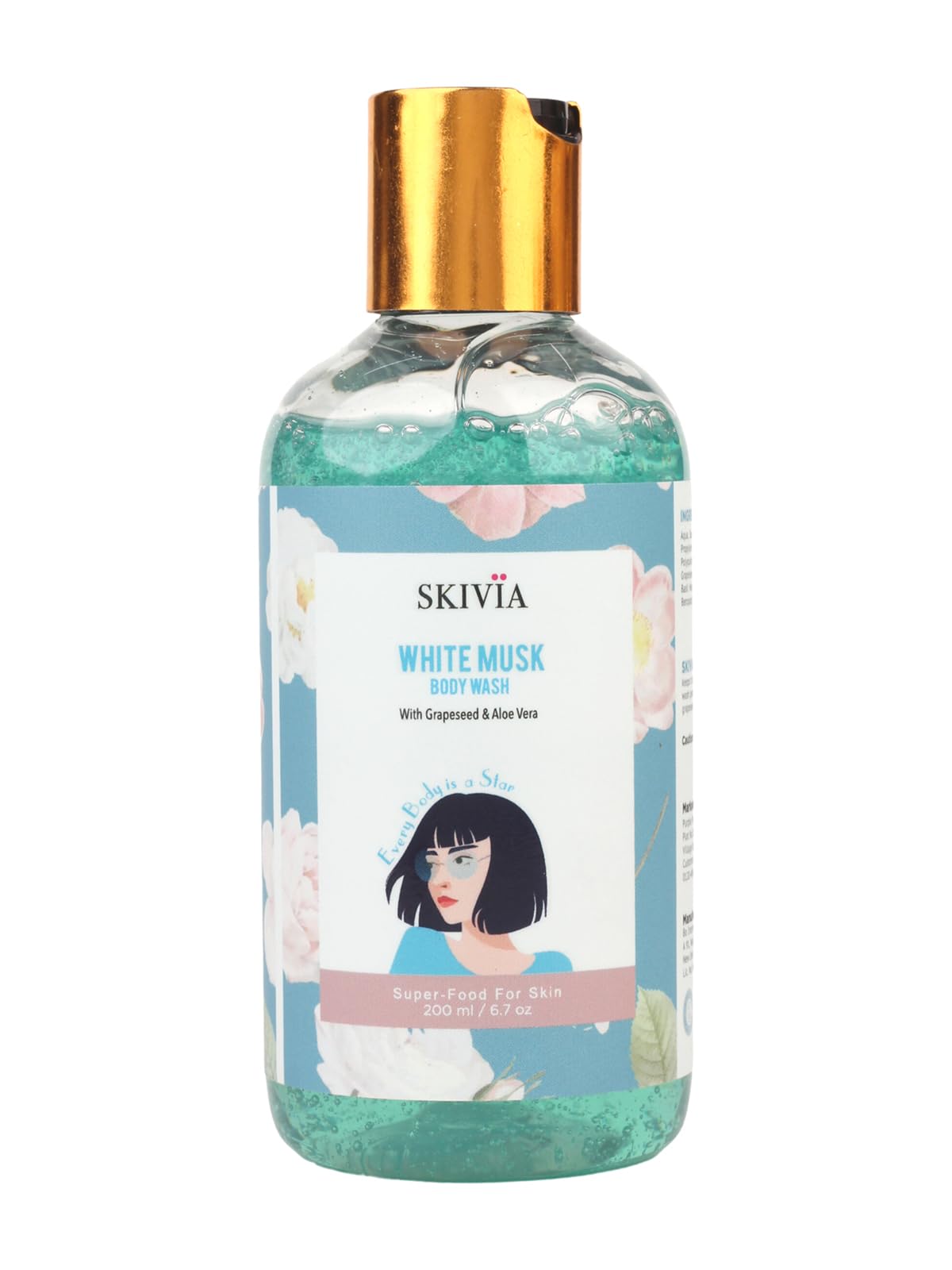 Skivia White Musk Body Wash with Grapeseed & Aloe Vera - 200ml | Moisturizing & Relaxing Shower Gel for Men & Women | Perfect for Daily Use & Spa Days