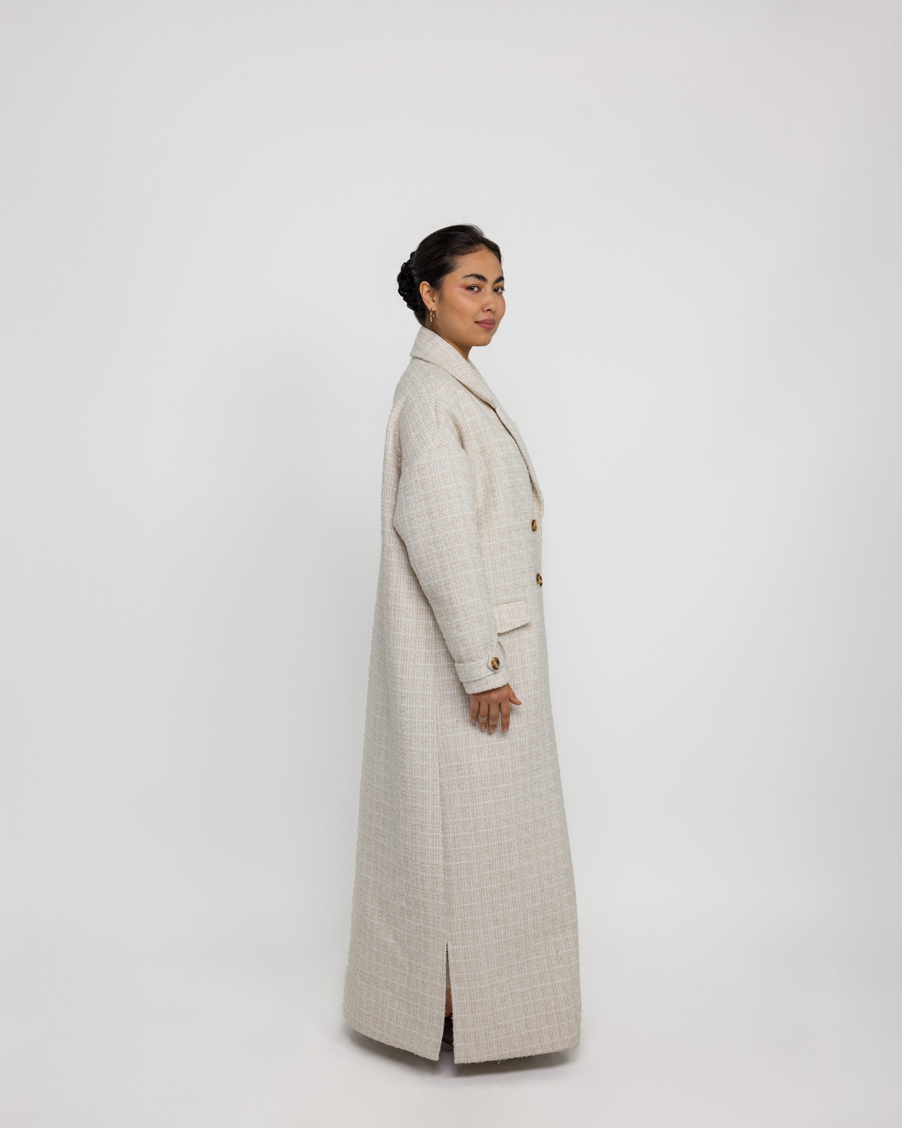 Stylish Trench Tweed Coat for Women - Classic Fall & Winter Outerwear - Perfect for Office, Dating & Special Occasions