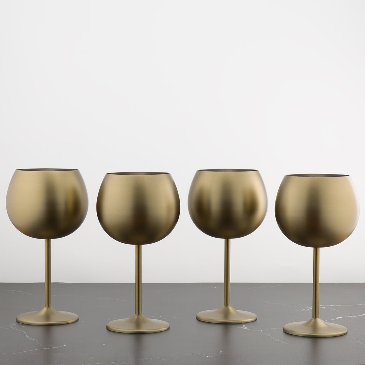 Premium Gold Stainless Steel Wine Glasses Set of 4 - Elegant Stemware for Parties, Weddings & Home Entertaining - Dishwasher Safe & Shatterproof