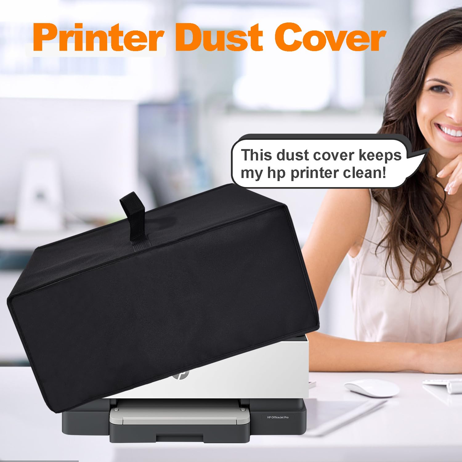 Heavy Duty Anti-Static Waterproof Printer Dust Cover - Compatible with HP OfficeJet Pro 8015e/8135e/8139e Wireless All-in-One Printers - Dust-Proof Protective Case (Black) | Perfect for Home Office & Small Business Use
