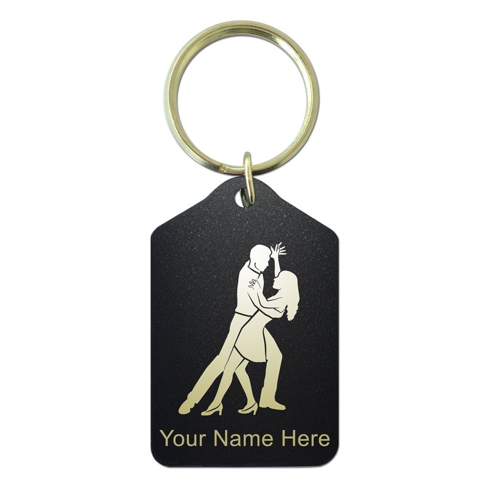 Black Metal Keychain with Personalized Engraving - Perfect Gift for Salsa Dancers, Birthday & Anniversary Celebrations