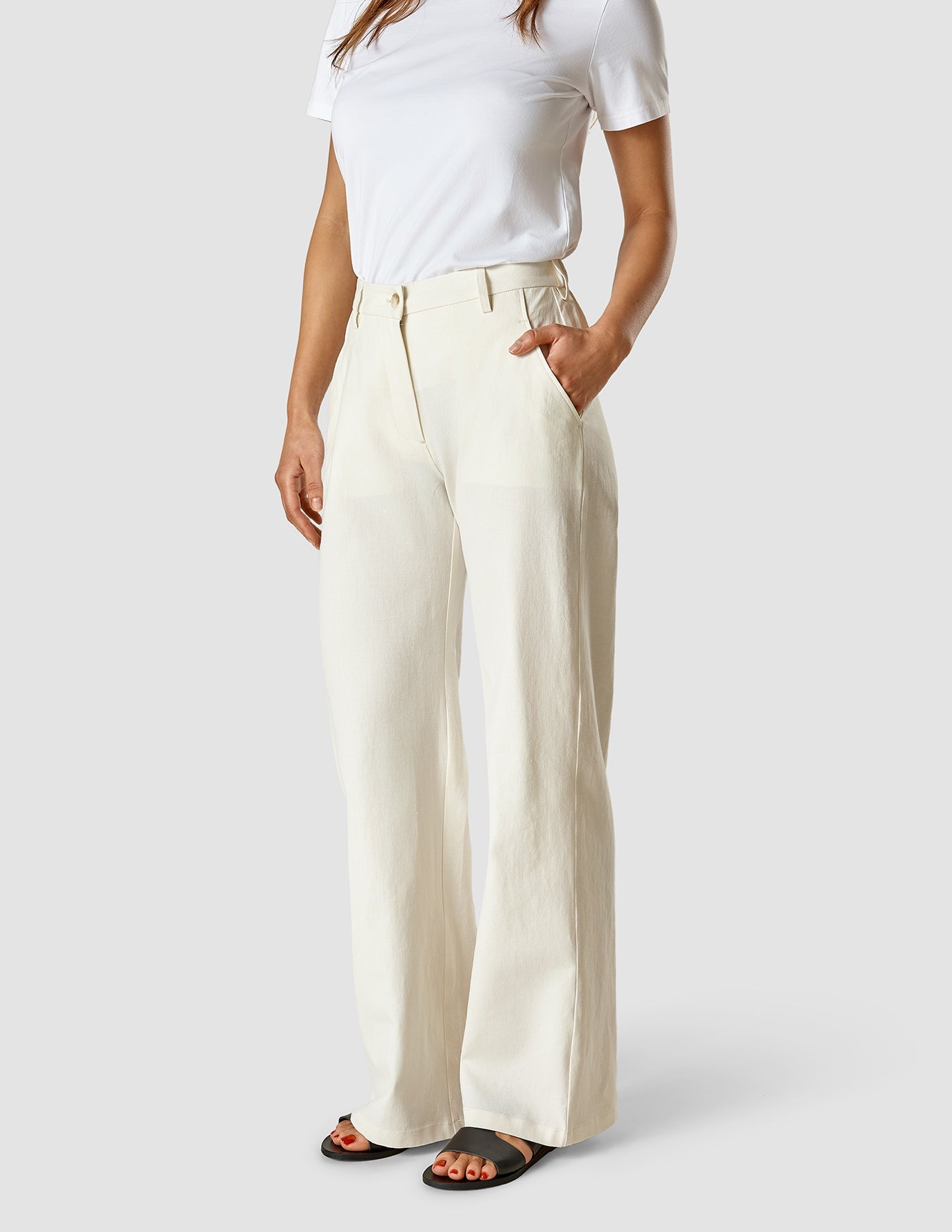Premium Linen Pants for Women - Soft Breathable Comfort - Off White Casual Trousers for Summer, Beach, and Relaxation