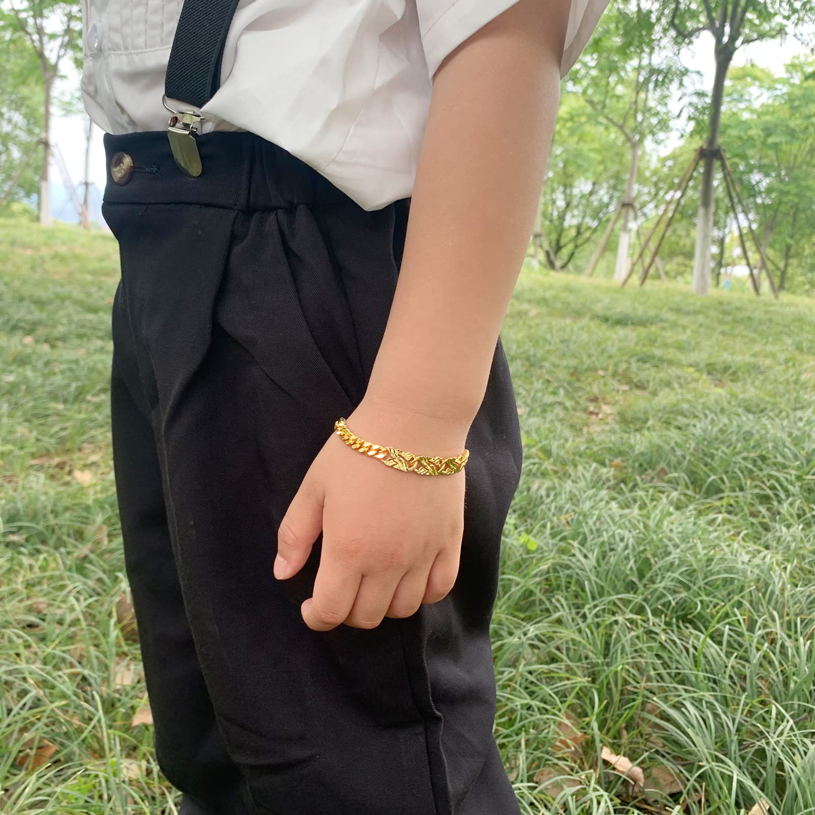 Ethlyn 18K Gold Plated Cuban Link Baby Bracelets for Boys & Girls - Adjustable Infant Bracelet for Newborns, Baptism, Birthday Gifts - Perfect for Special Occasions & Everyday Wear