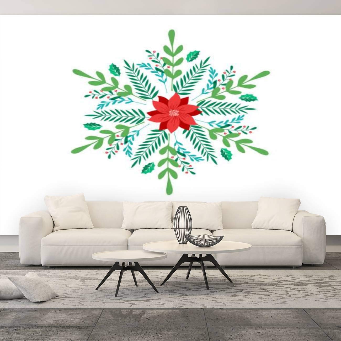 Elegant Snowflake Poster - Winter Icon Christmas Greeting Card - Canvas Print Wall Mural Decal - Peel & Stick Self-Adhesive Removable Wallpaper - Large Wall Sticker for Bedroom Home Decor - Perfect for Holiday Party Decorations & Seasonal Home Styling