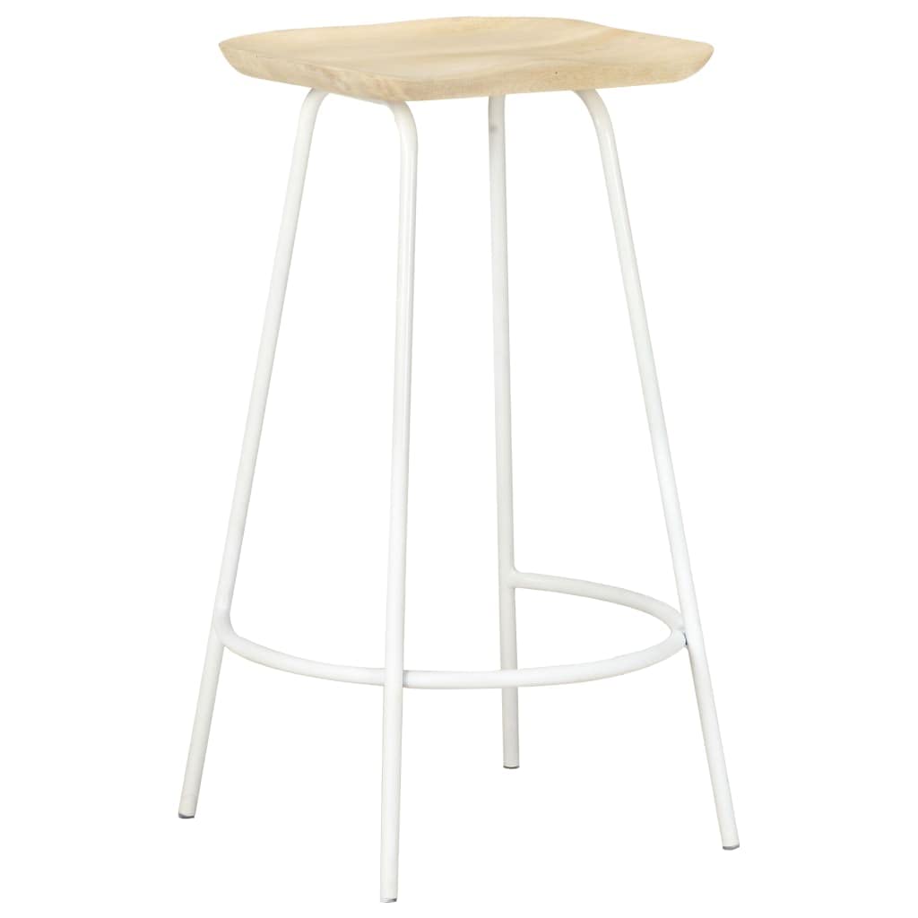 Industrial Bar Stools Set of 4 - Solid Mango Wood Counter Height Bar Chairs with Footrest for Kitchen, Breakfast Nook, Living Room & Party Room - Rustic Home & Commercial Use