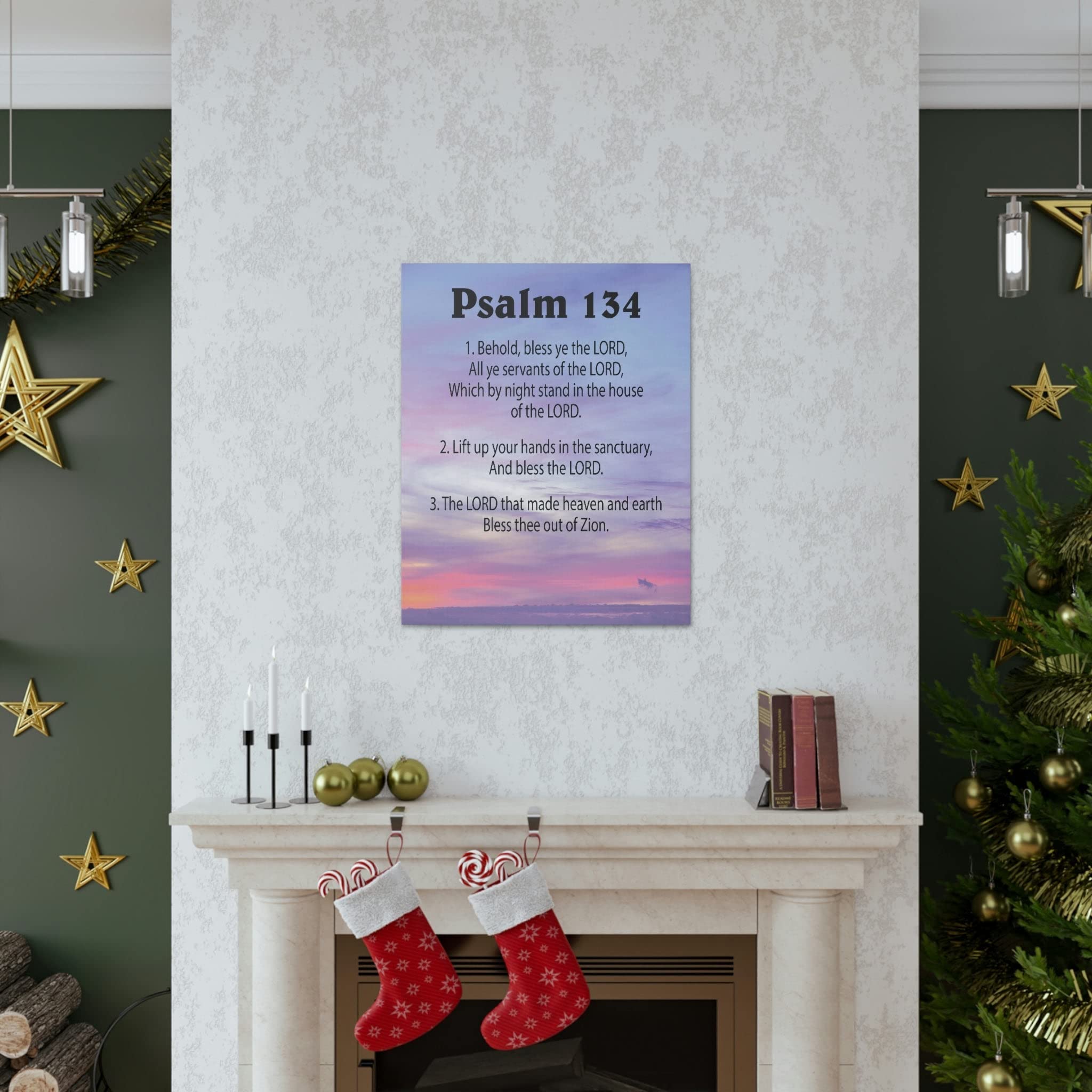 Christian Wall Art Canvas - Bible Verse Psalm 134 House of The Lord - Inspirational Scripture Home Decor for Living Room, Bedroom & Church